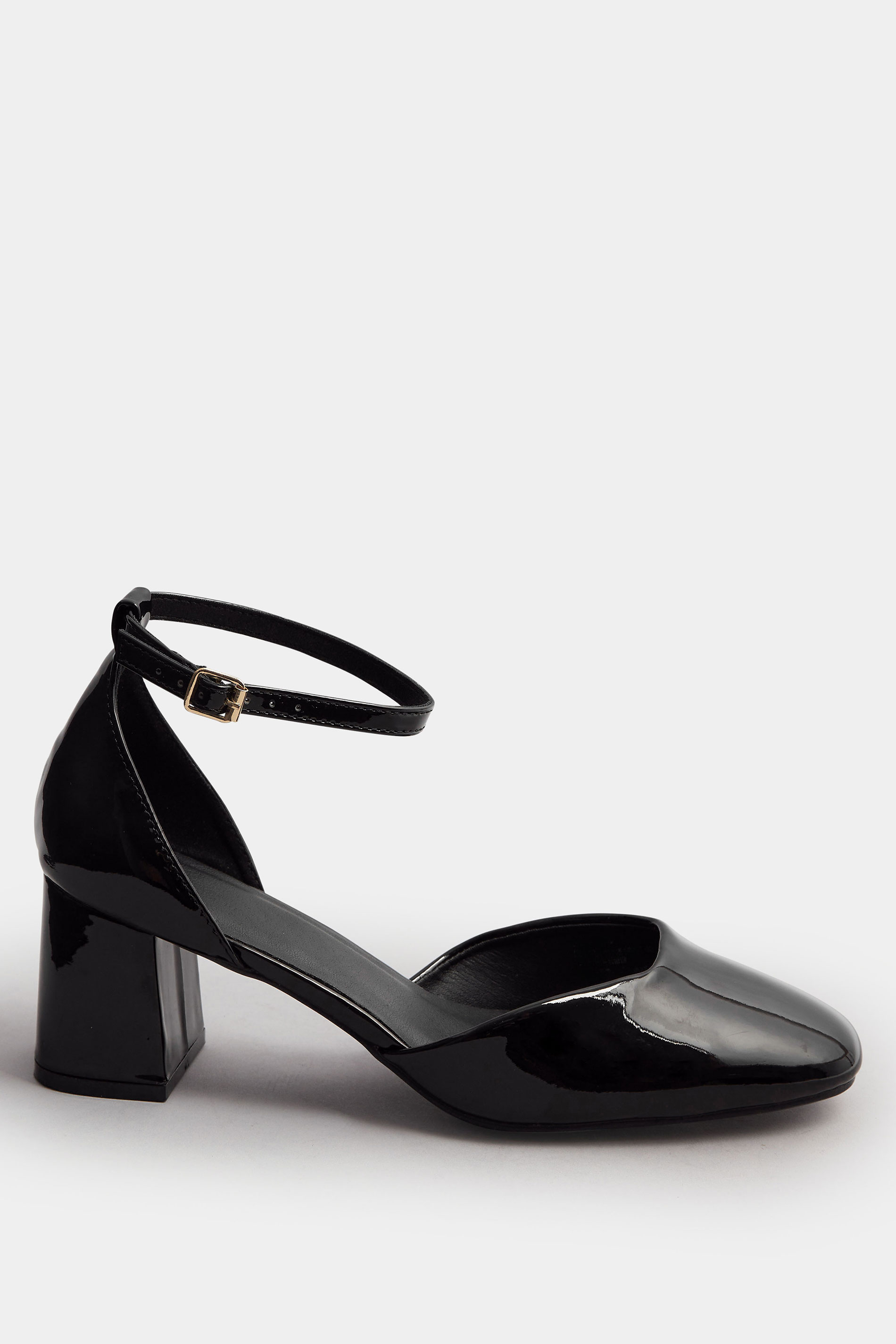 Black Patent Block Mary Jane Heels In Extra Wide EEE Fit | Yours Clothing 3