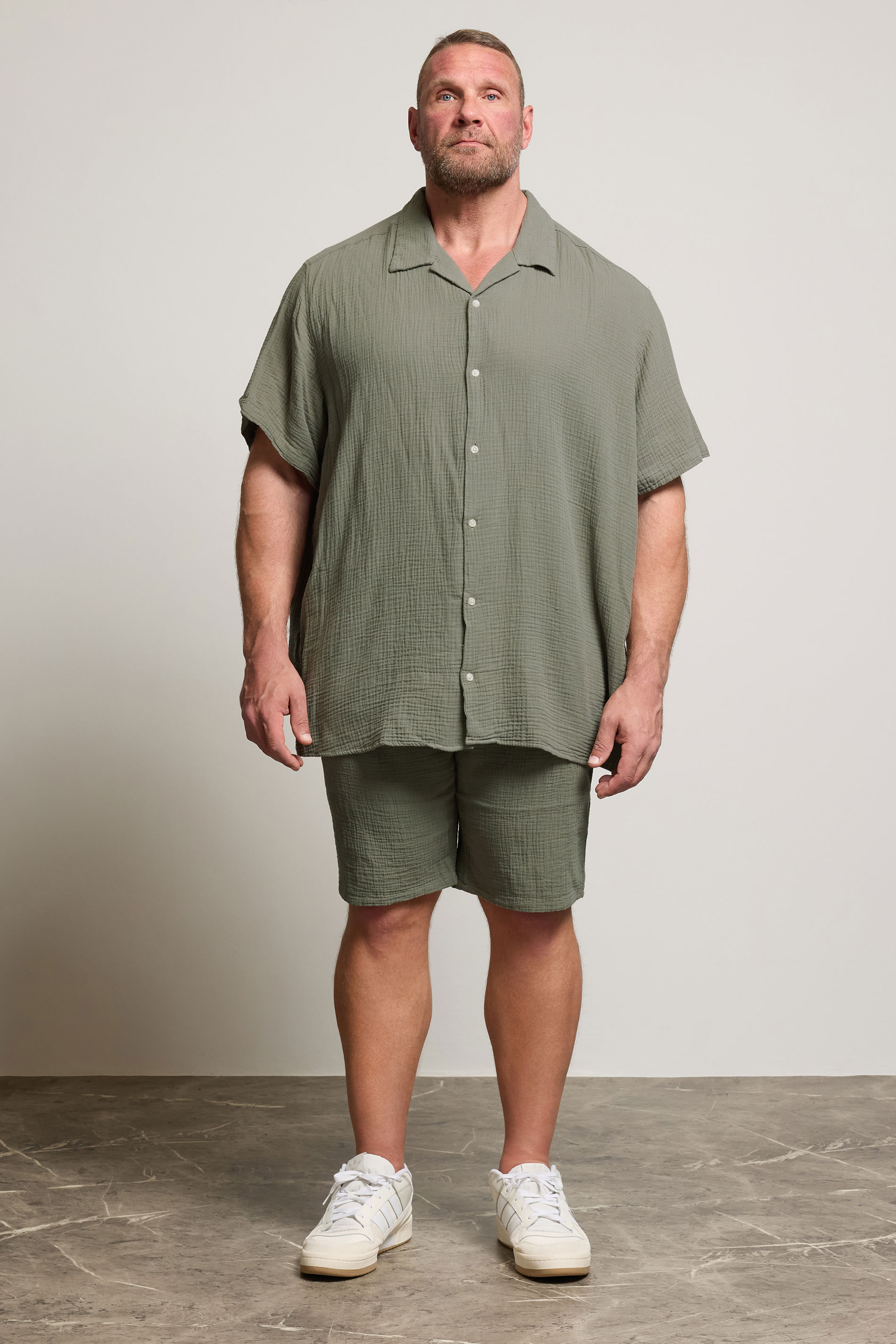 JACK & JONES Big & Tall Basil Green Elasticated Waist Shorts | BadRhino 2
