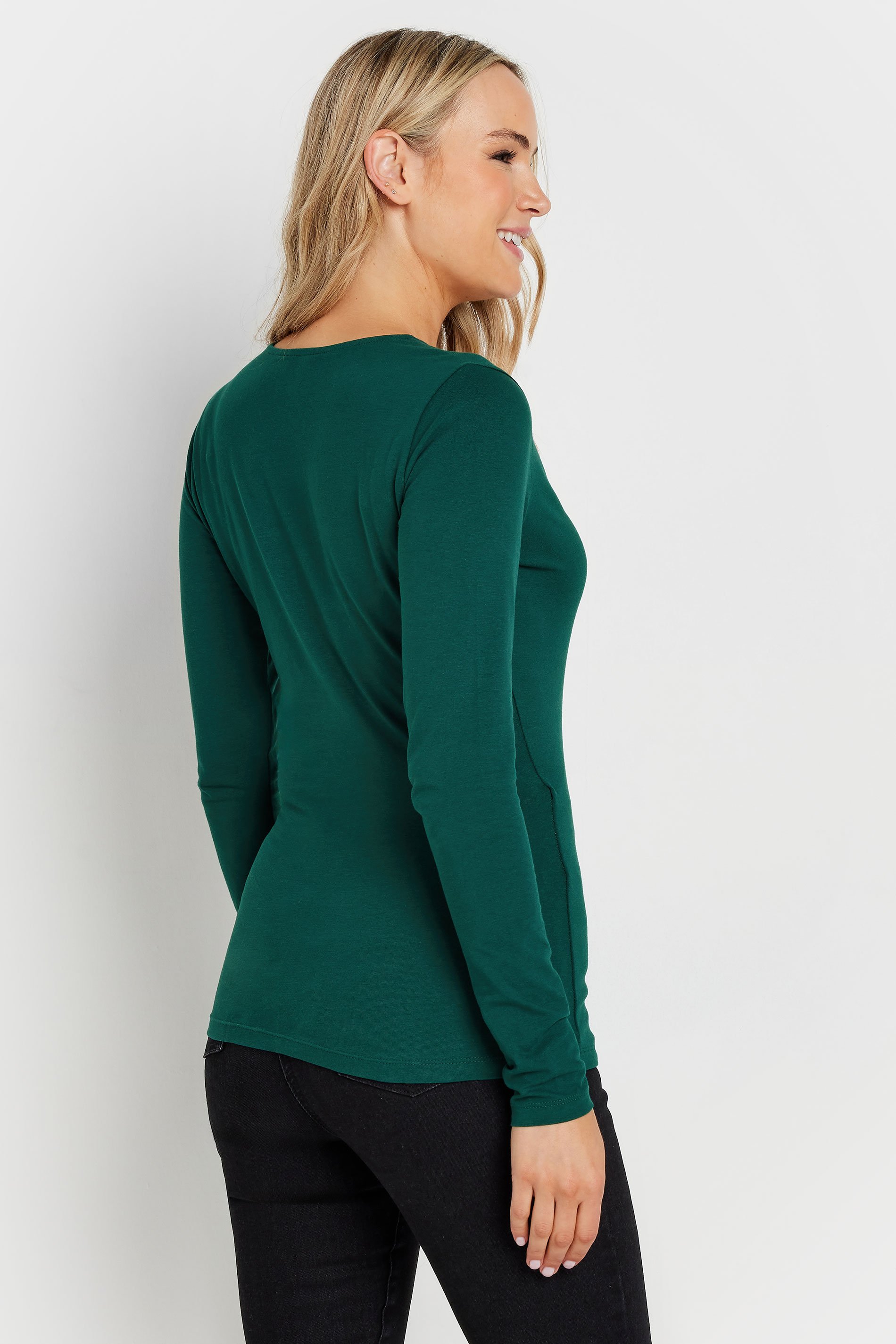 LTS Tall Dark Green Long Sleeve Wrap Top | Long Tall Sally 3