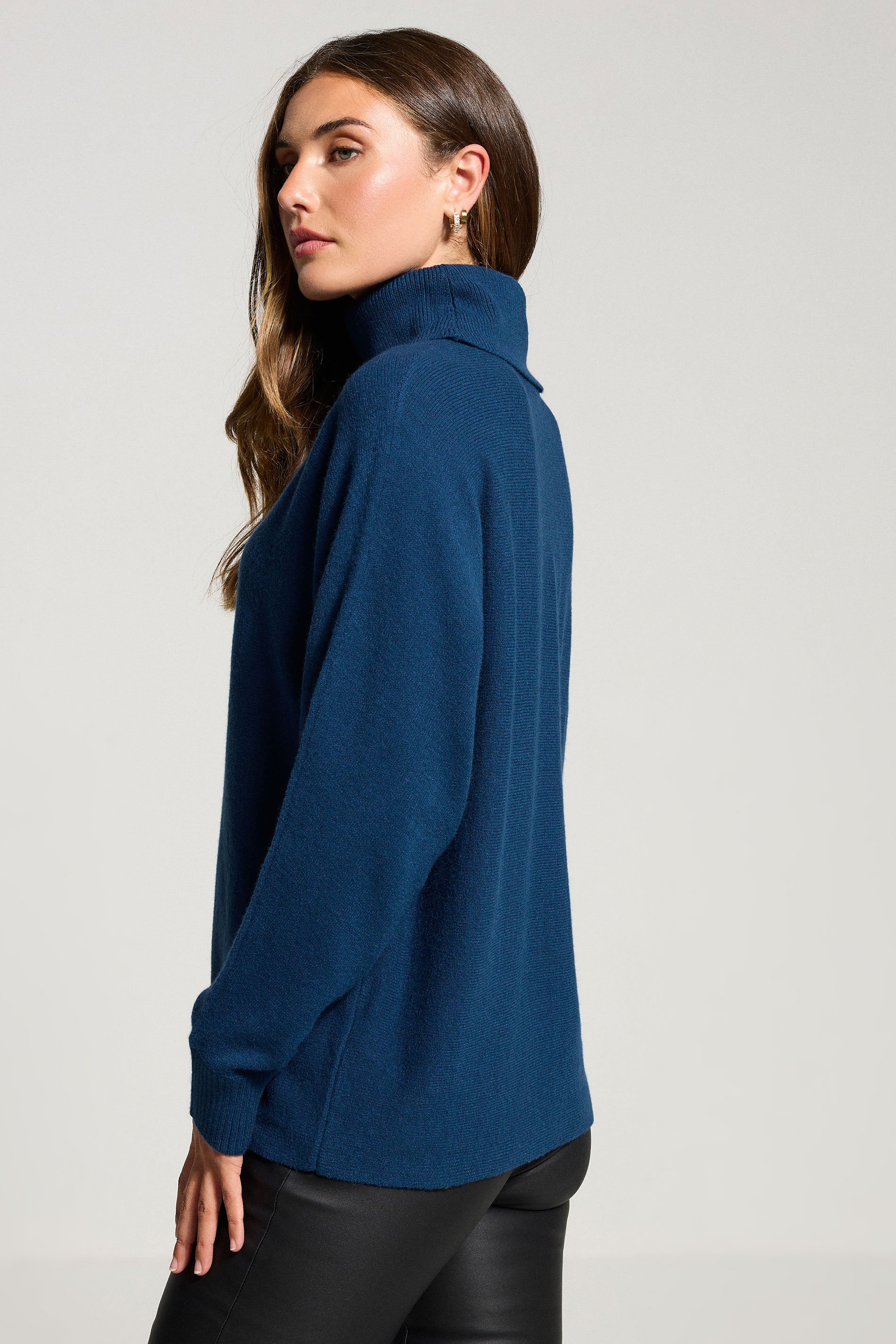 LTS Tall Teal Blue Batwing Roll Neck Jumper | Long Tall Sally 3