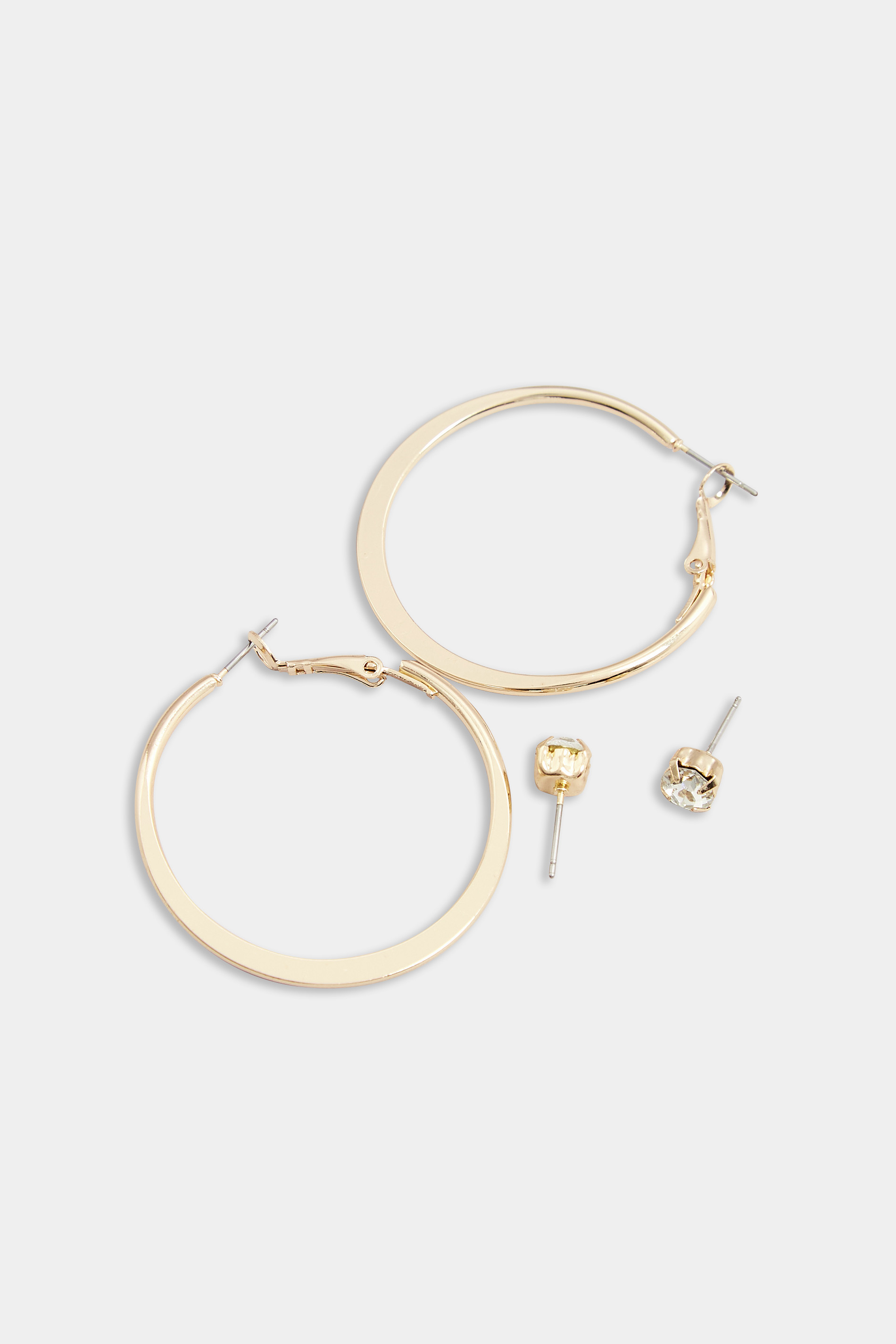 2 PACK Gold Hoop & Stud Earrings Set | Yours Clothing  3