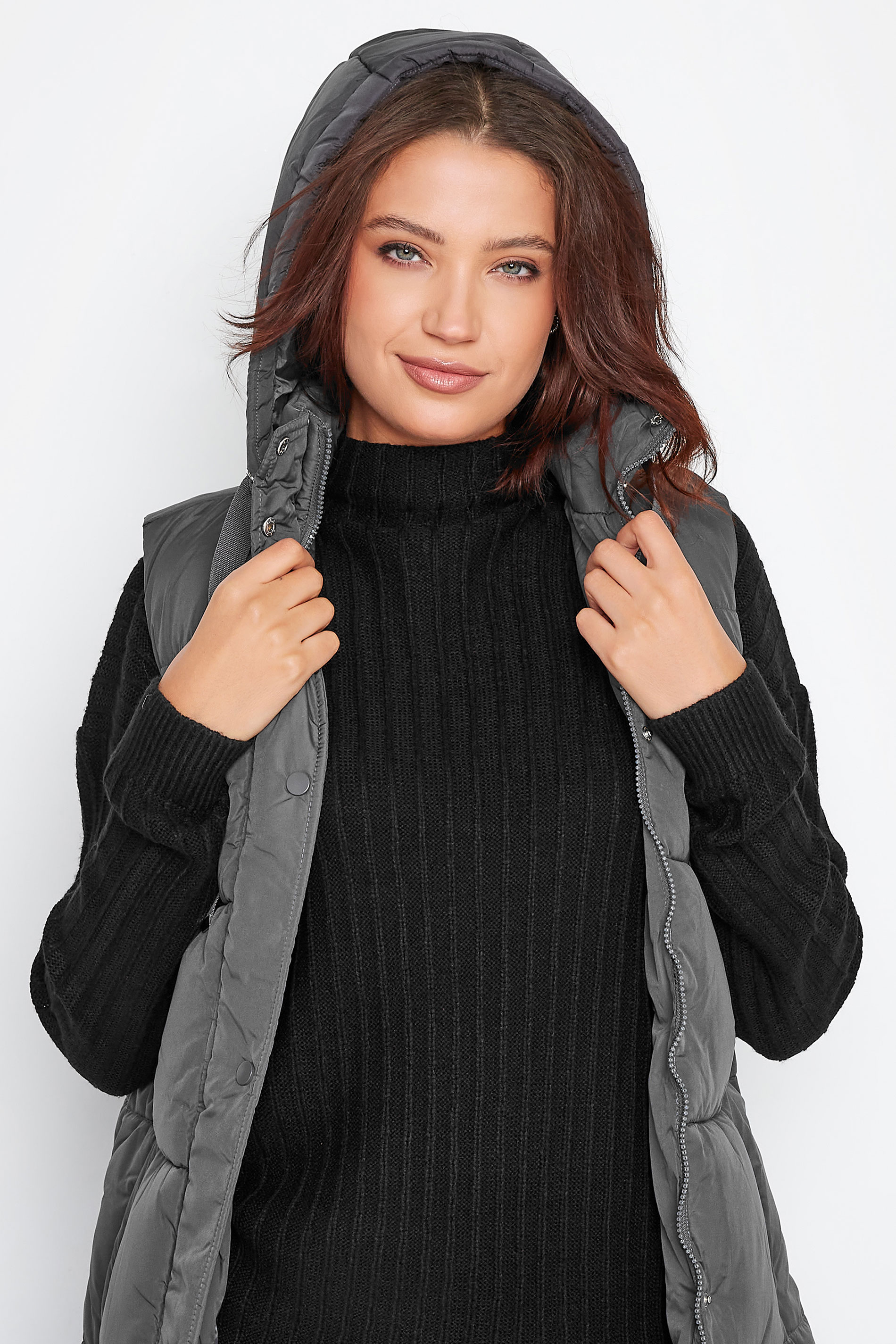 LTS Tall Women's Grey Longline Puffer Gilet | Long Tall Sally 4