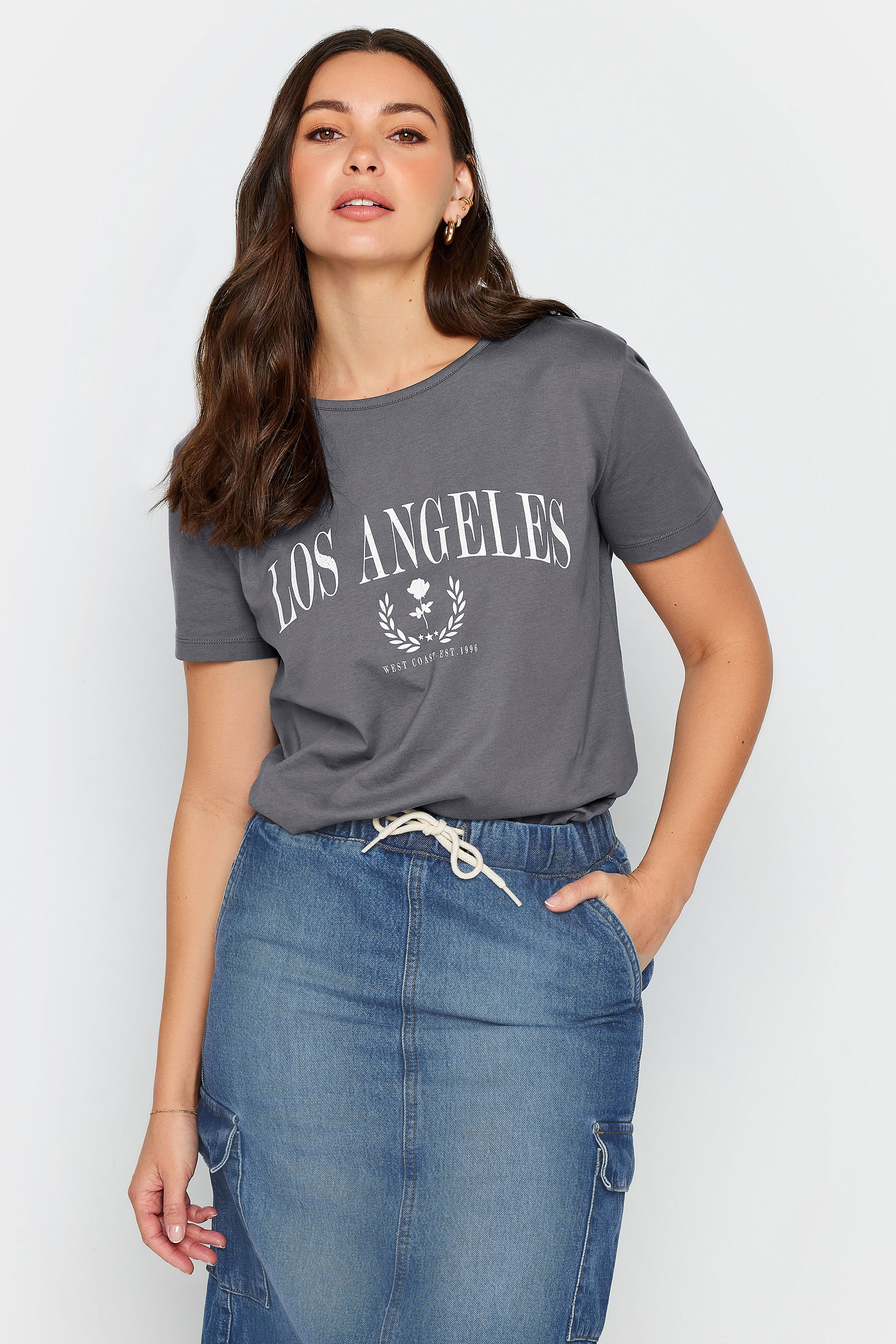 LTS Tall Light Grey 'Los Angeles' T-Shirt | Long Tall Sally 1