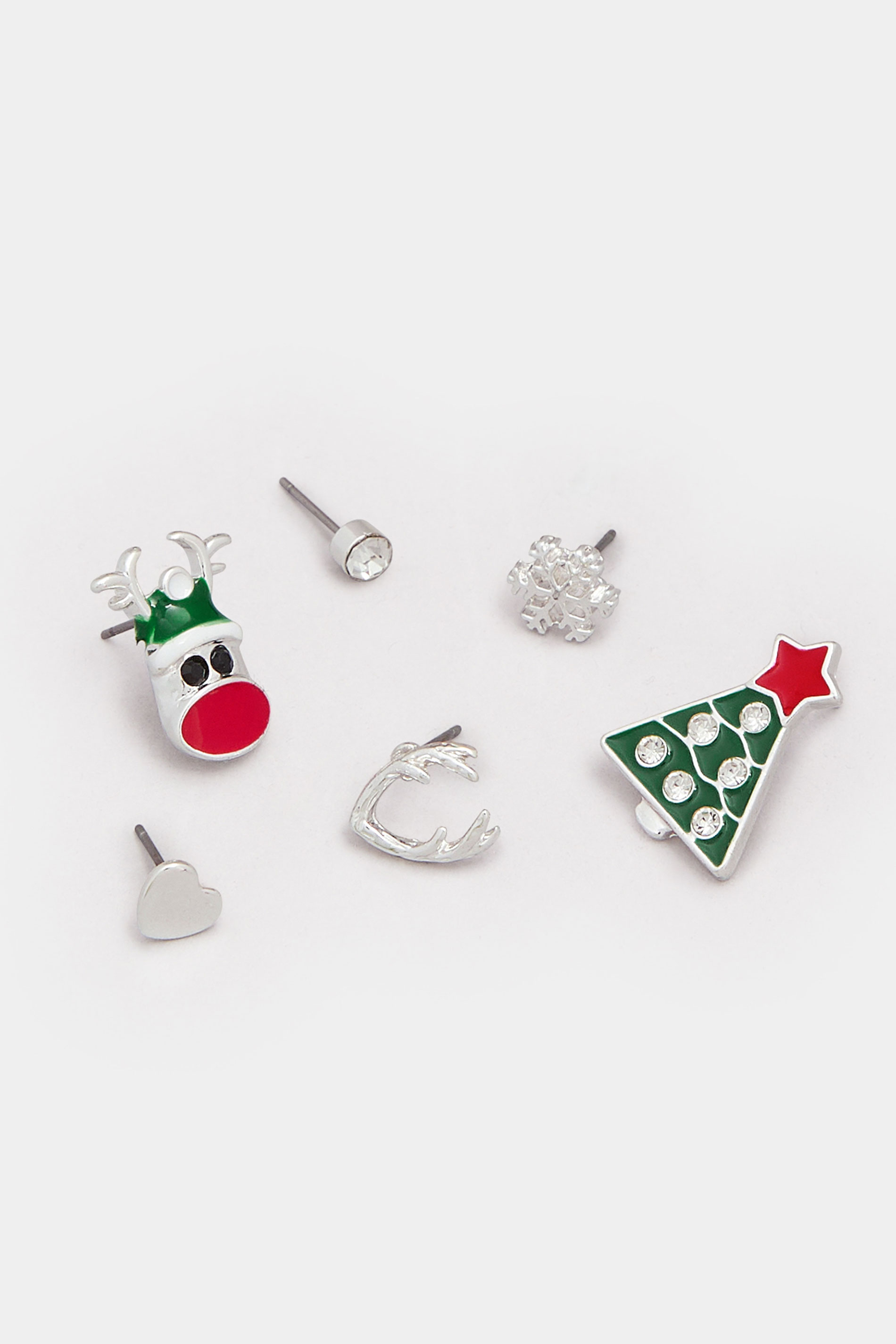6 PACK Silver Tone Novelty Christmas Earrings Set | Yours Clothing 4