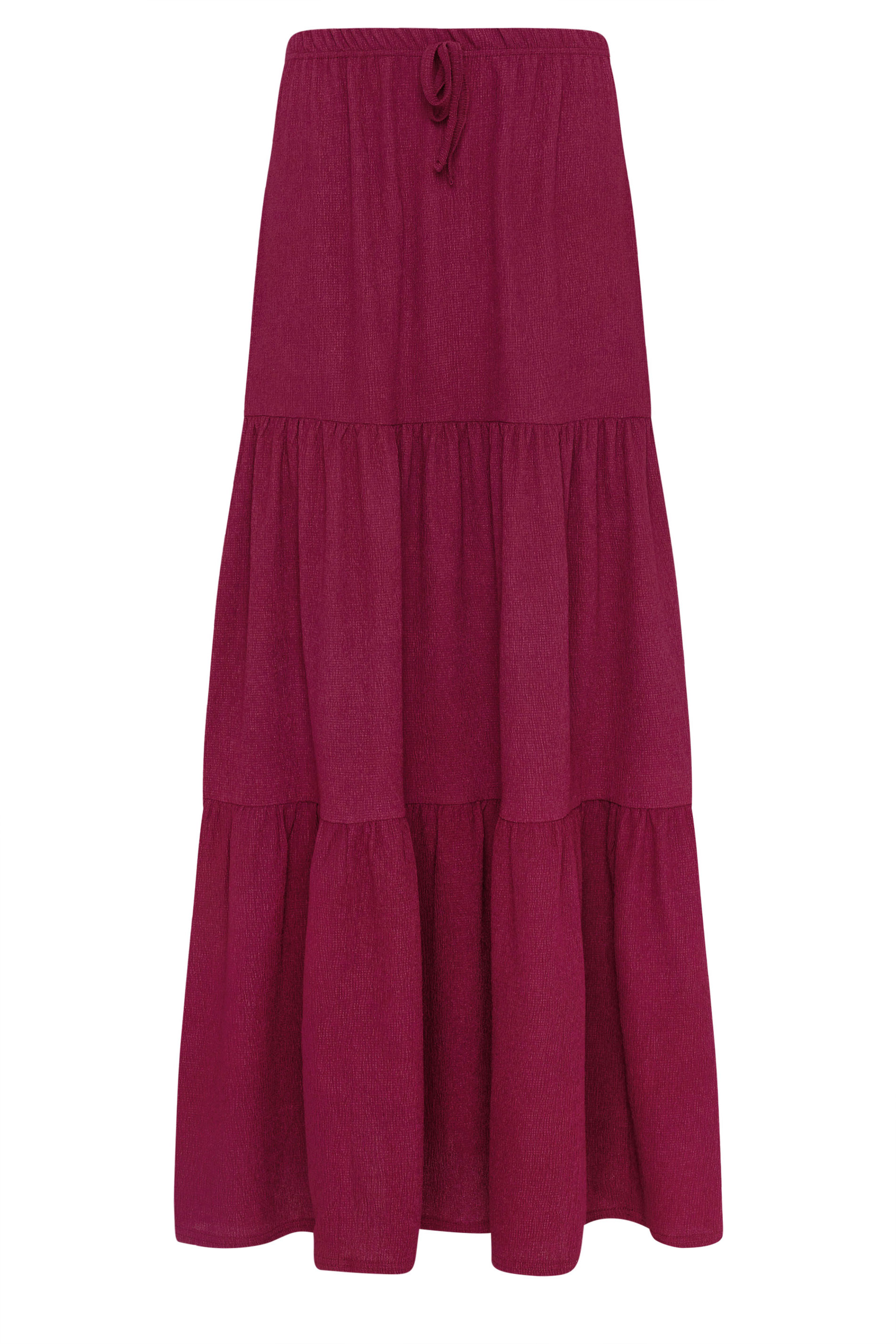 LTS Tall Women's Burgundy Red Tiered Crinkle Maxi Skirt | Long Tall Sally 5