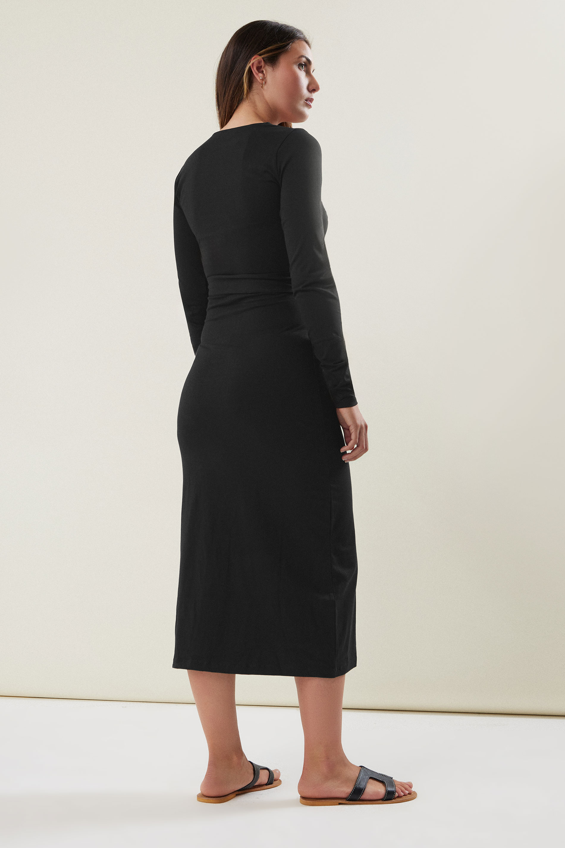 LTS Tall Black Wrap Midi Dress | Long Tall Sally 3