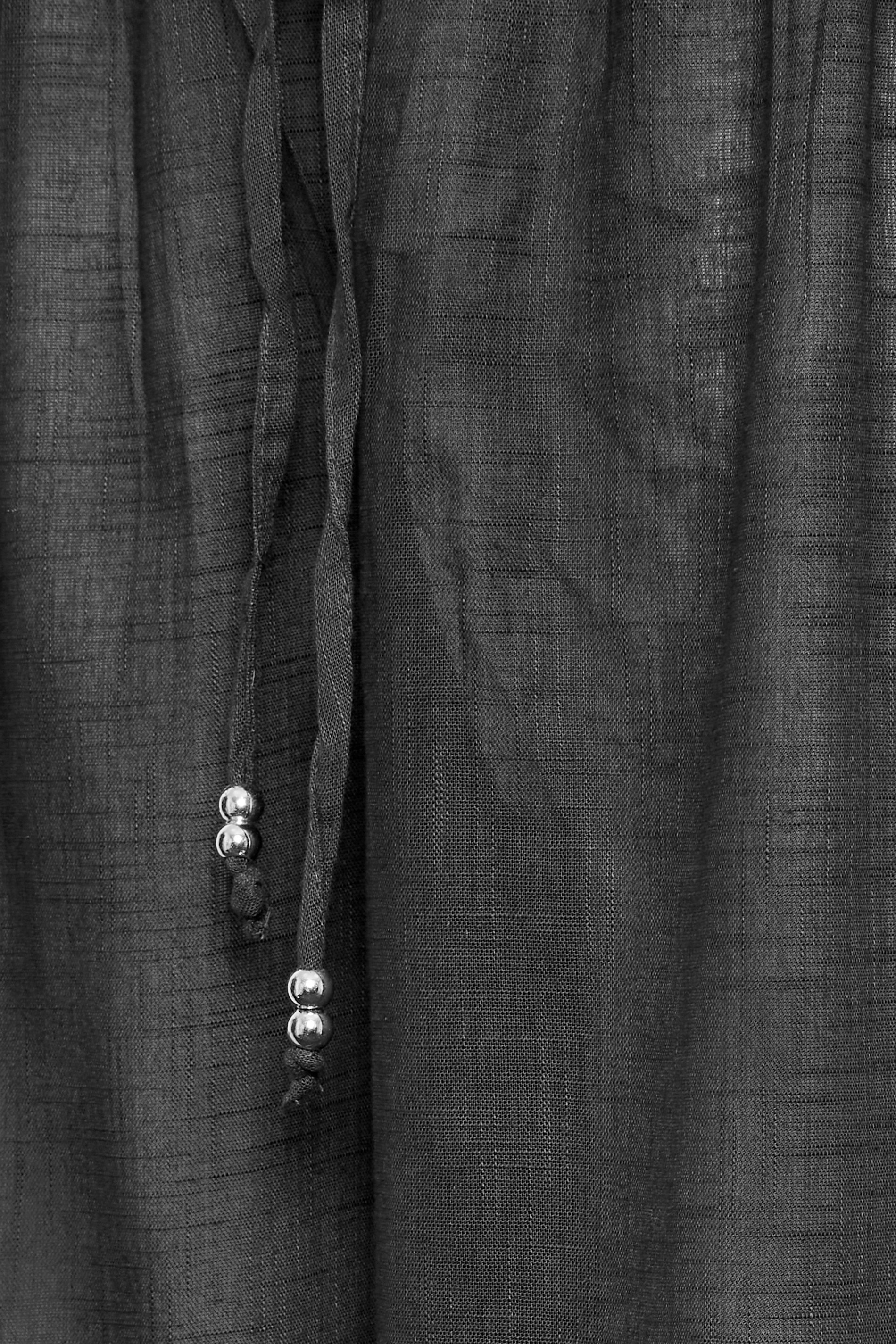 LTS Tall Black Cotton Wide Leg Beach Trousers | Long Tall Sally  3