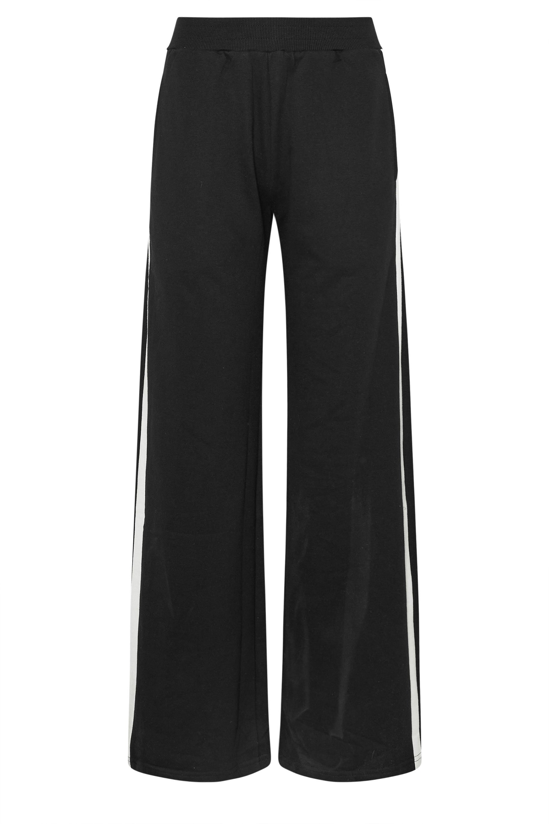 LTS Tall Black Ribbed Striped Wide Leg Joggers | Long Tall Sally 6