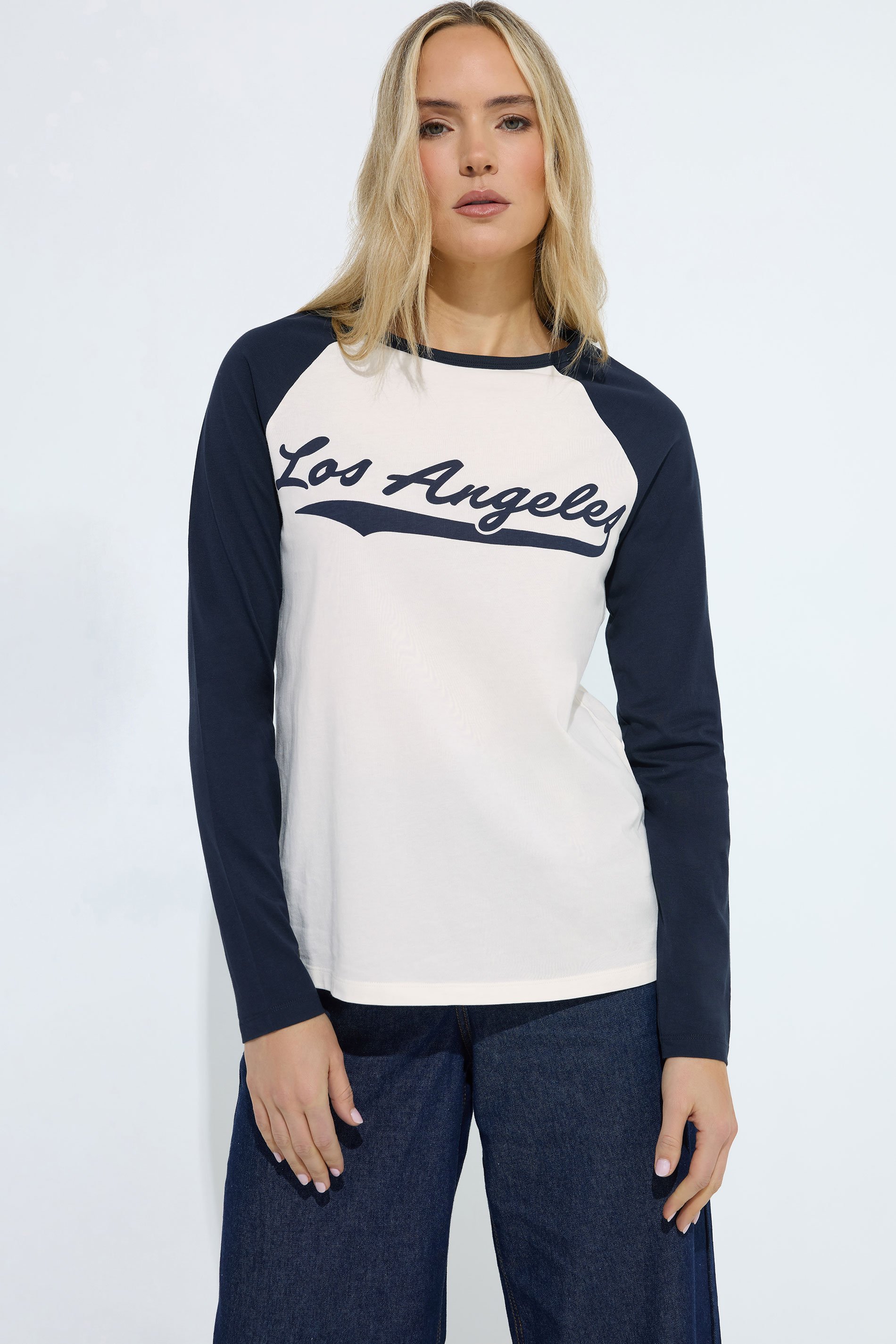 LTS Tall Women's Navy Blue & Cream 'Los Angeles' Slogan T-Shirt | Long Tall Sally 1