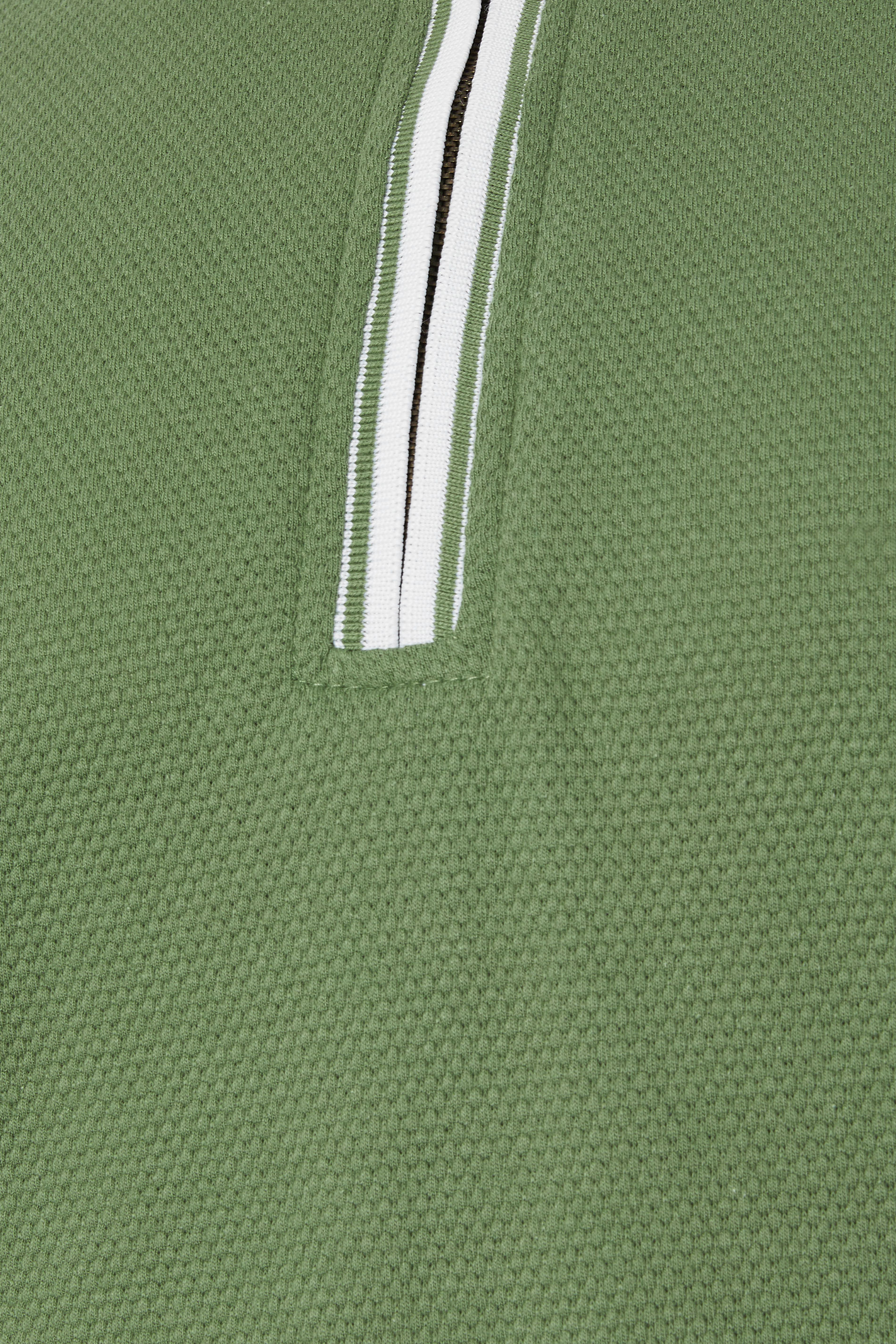 KAM Big & Tall Green Textured Zip Up Polo Shirt | BadRhino 2