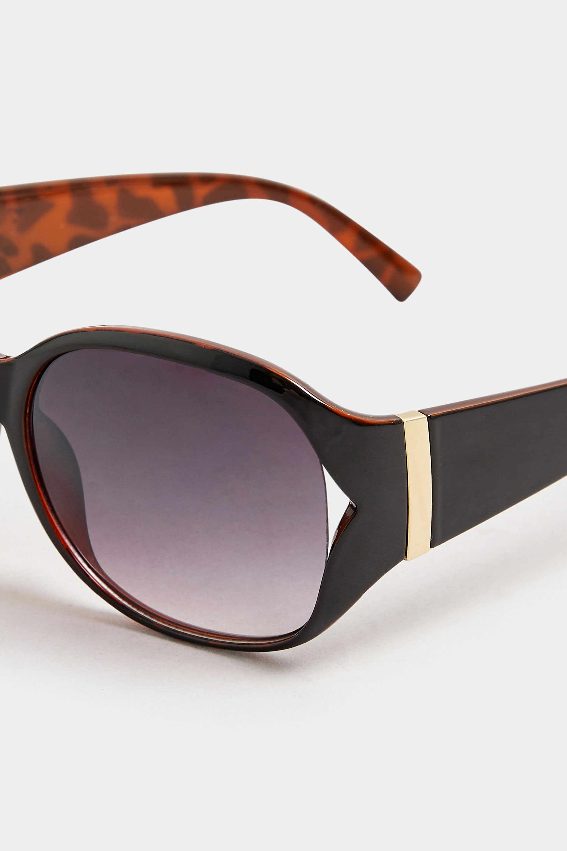 Black Animal Print Arm Detail Sunglasses | Yours Clothing 4