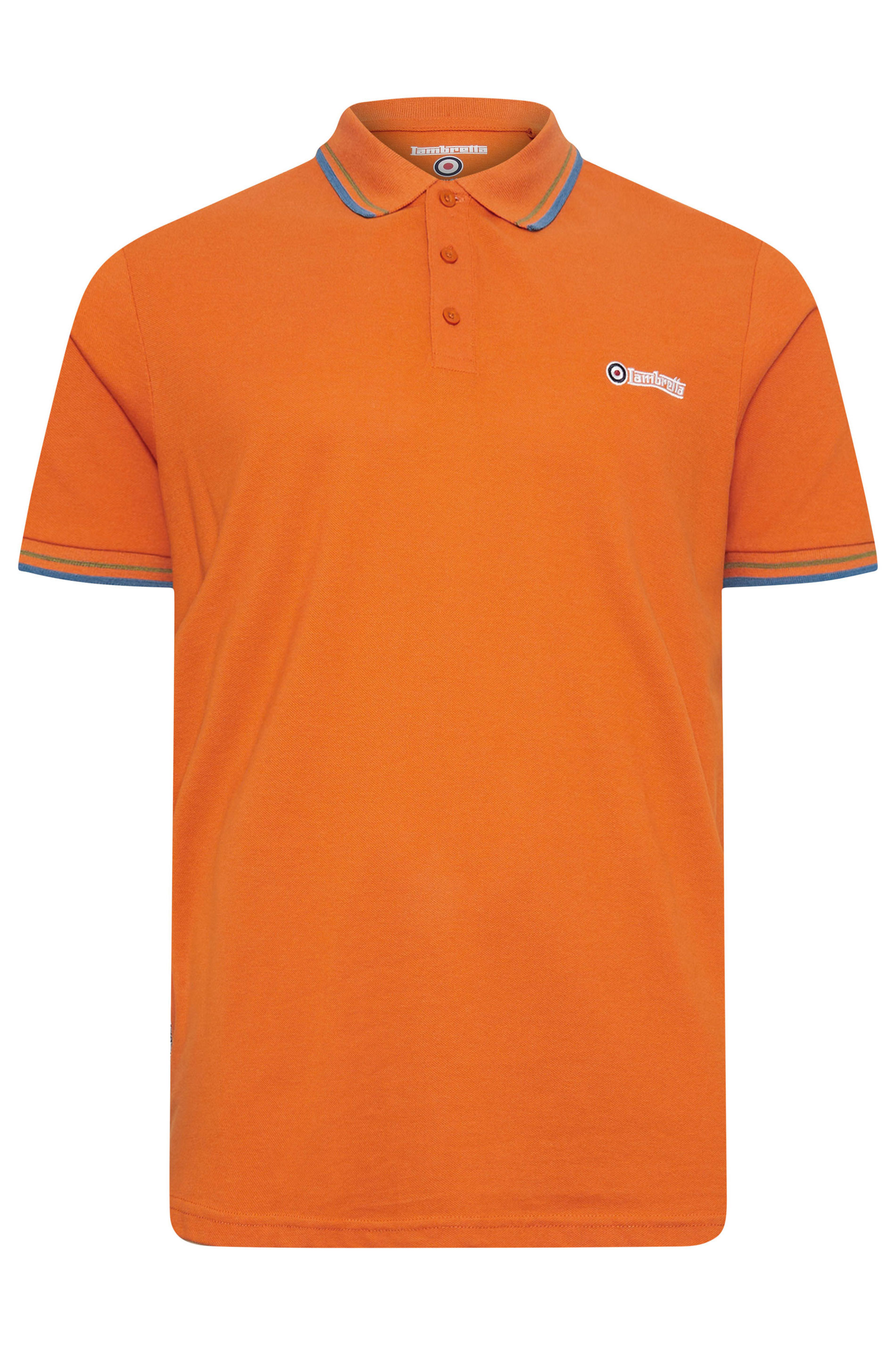 LAMBRETTA Big & Tall Orange Twin Tipped Polo Shirt | BadRhino 4