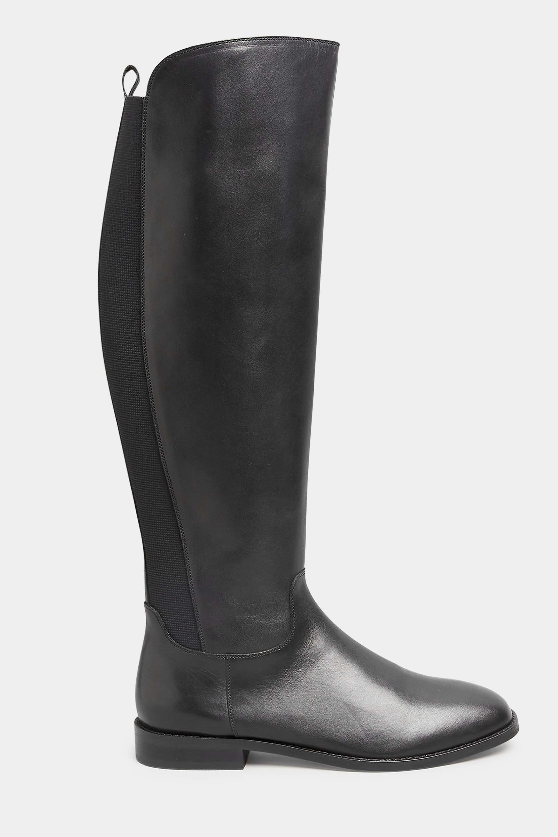 LTS Black Leather Knee High Boots In Standard Fit | Long Tall Sally 3
