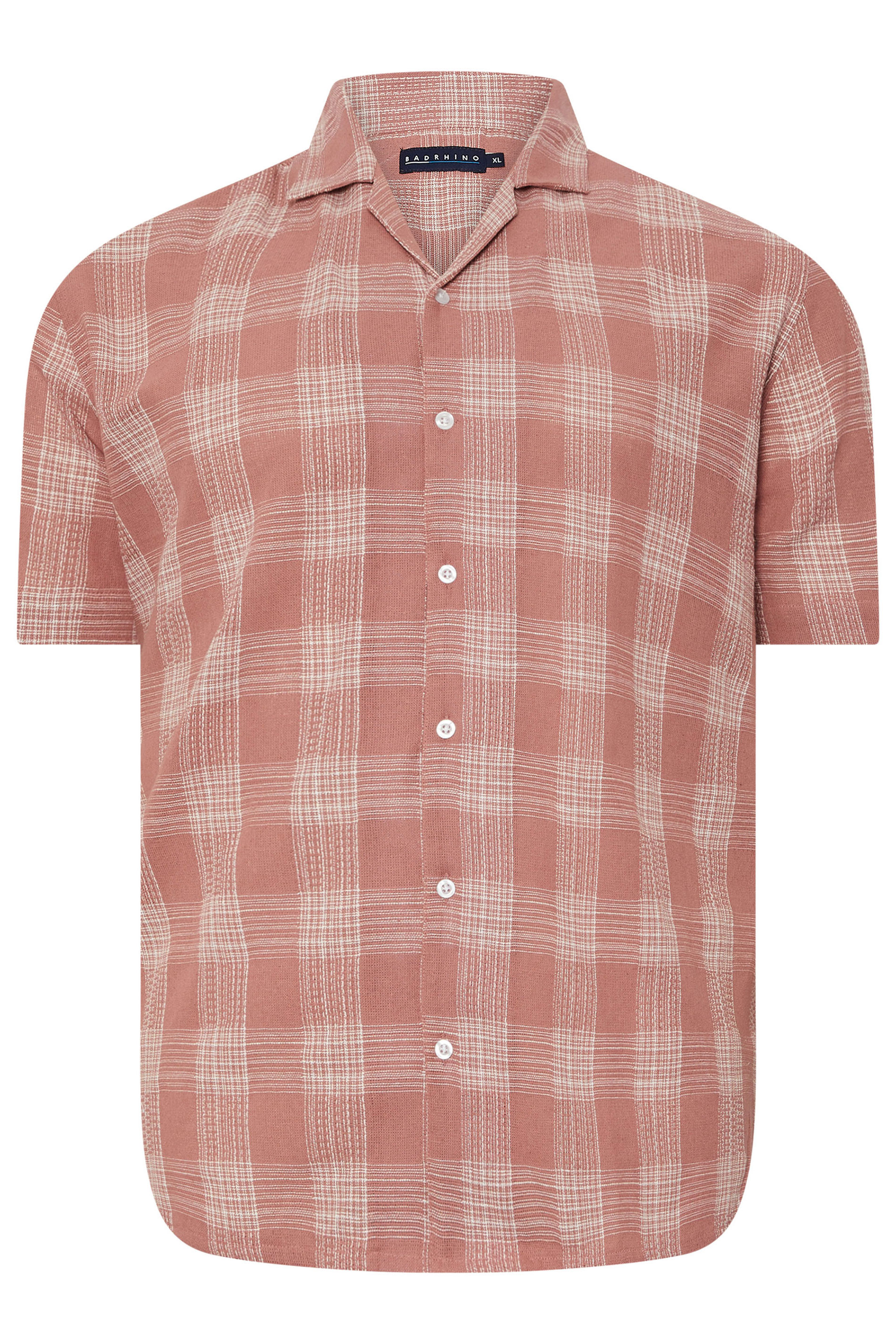 BadRhino Big & Tall Pink Textured Check Print Shirt | BadRhino 7