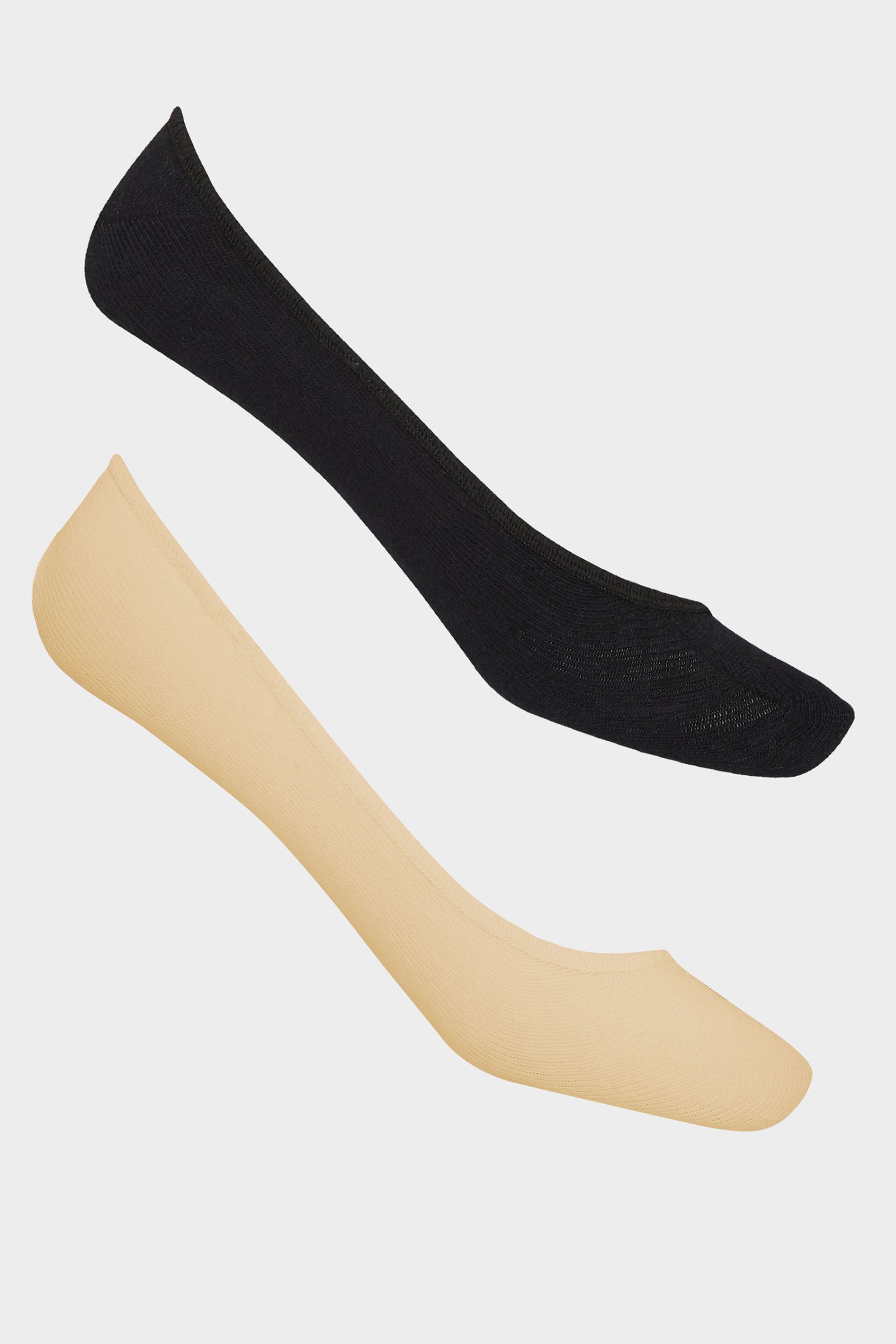 2 PACK Black & Nude Footsie Socks | Yours Clothing 3