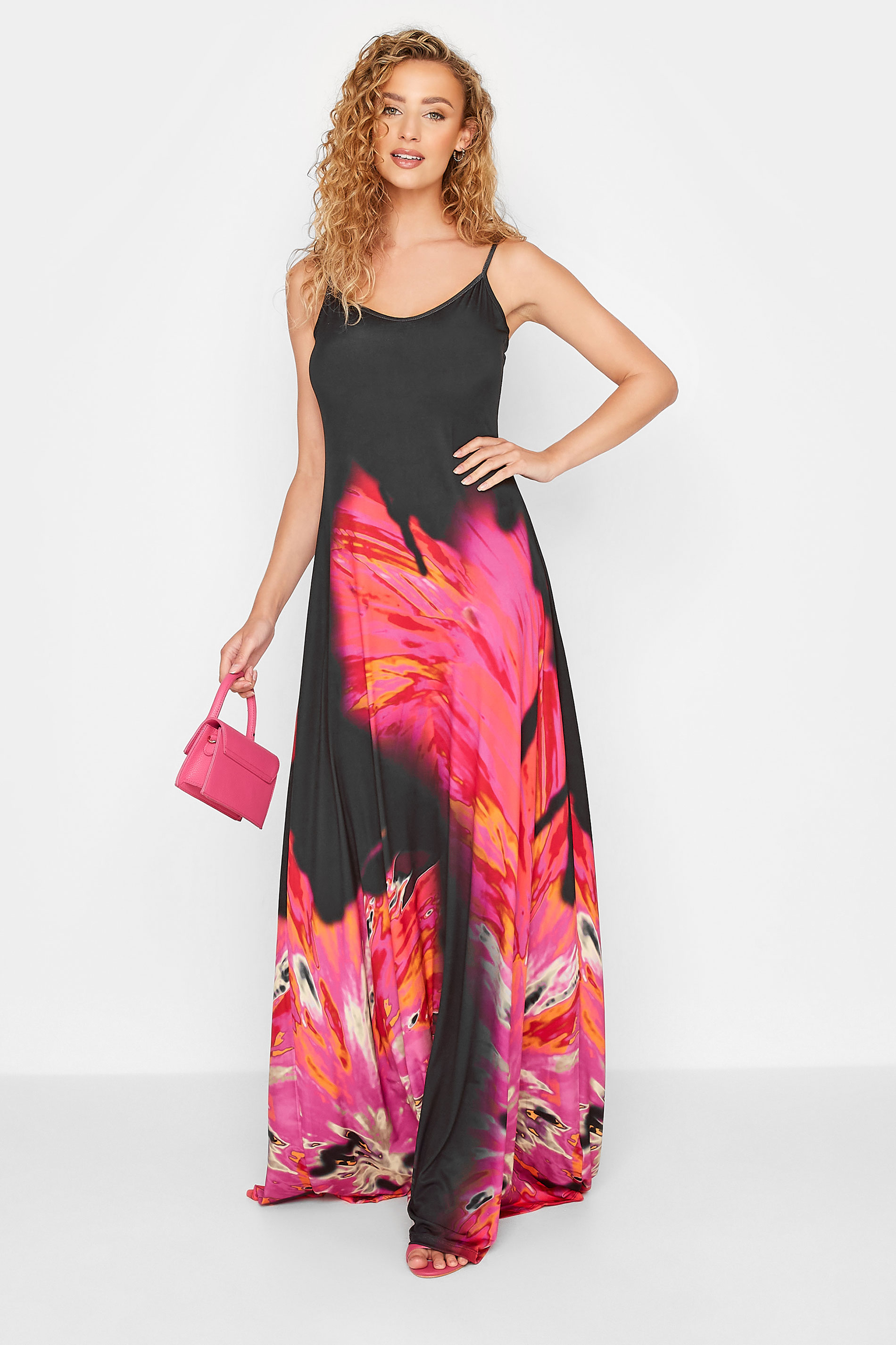 LTS Tall Women's Black & Pink Floral Print Maxi Dress | Long Tall Sally 2