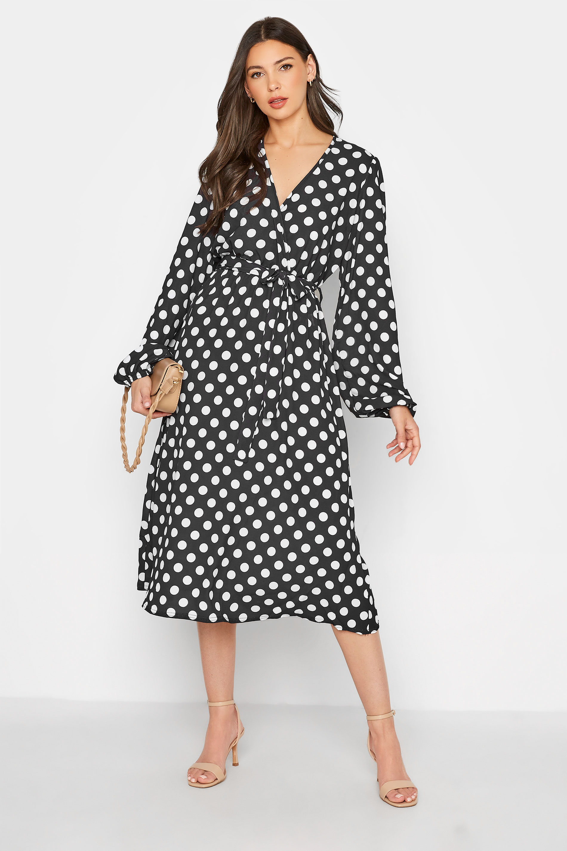 Tall Women's LTS Black Polka Dot Wrap Dress | Long Tall Sally 2