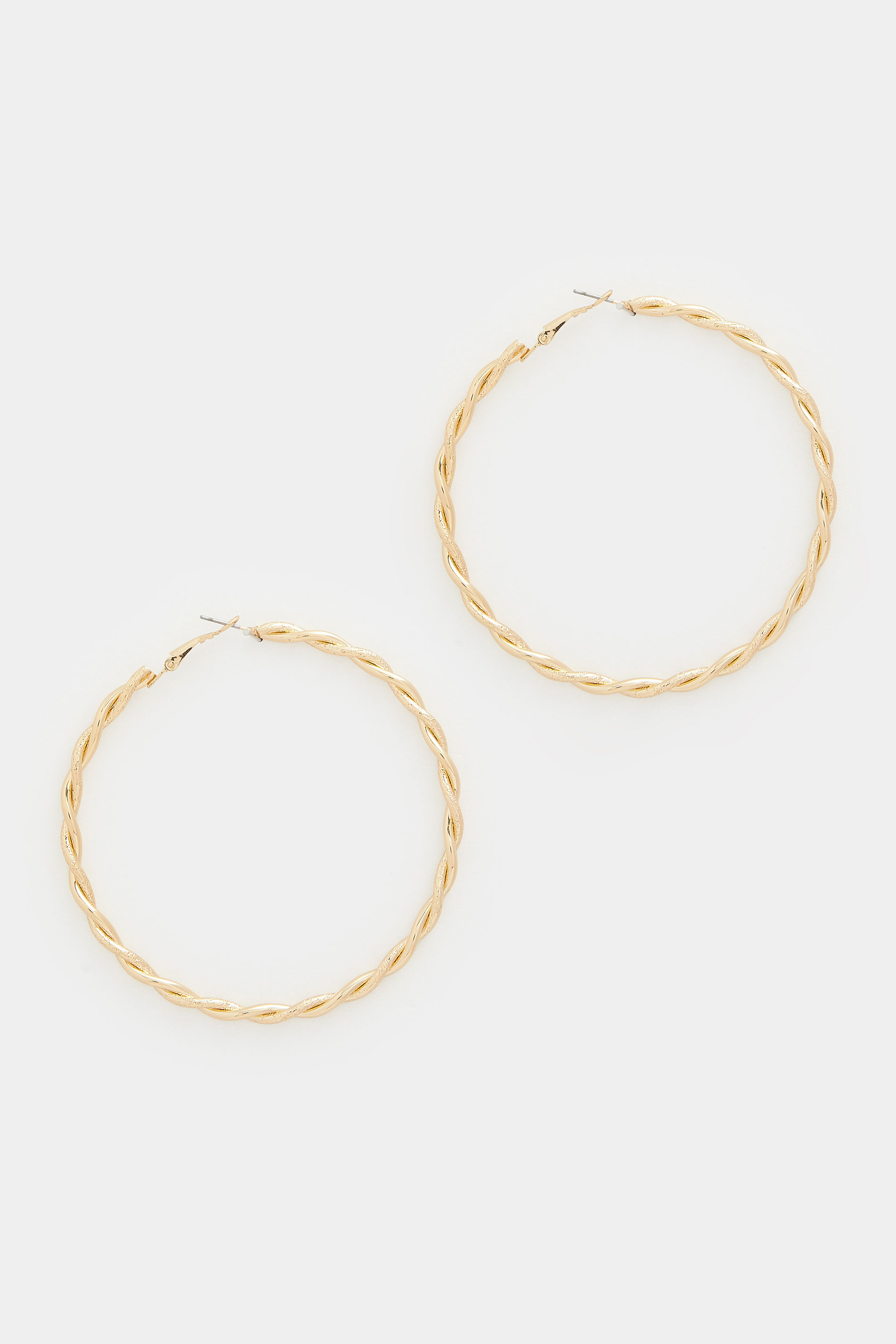 Gold Tone Twisted Large Hoop Earrings | Yours Clothing 3