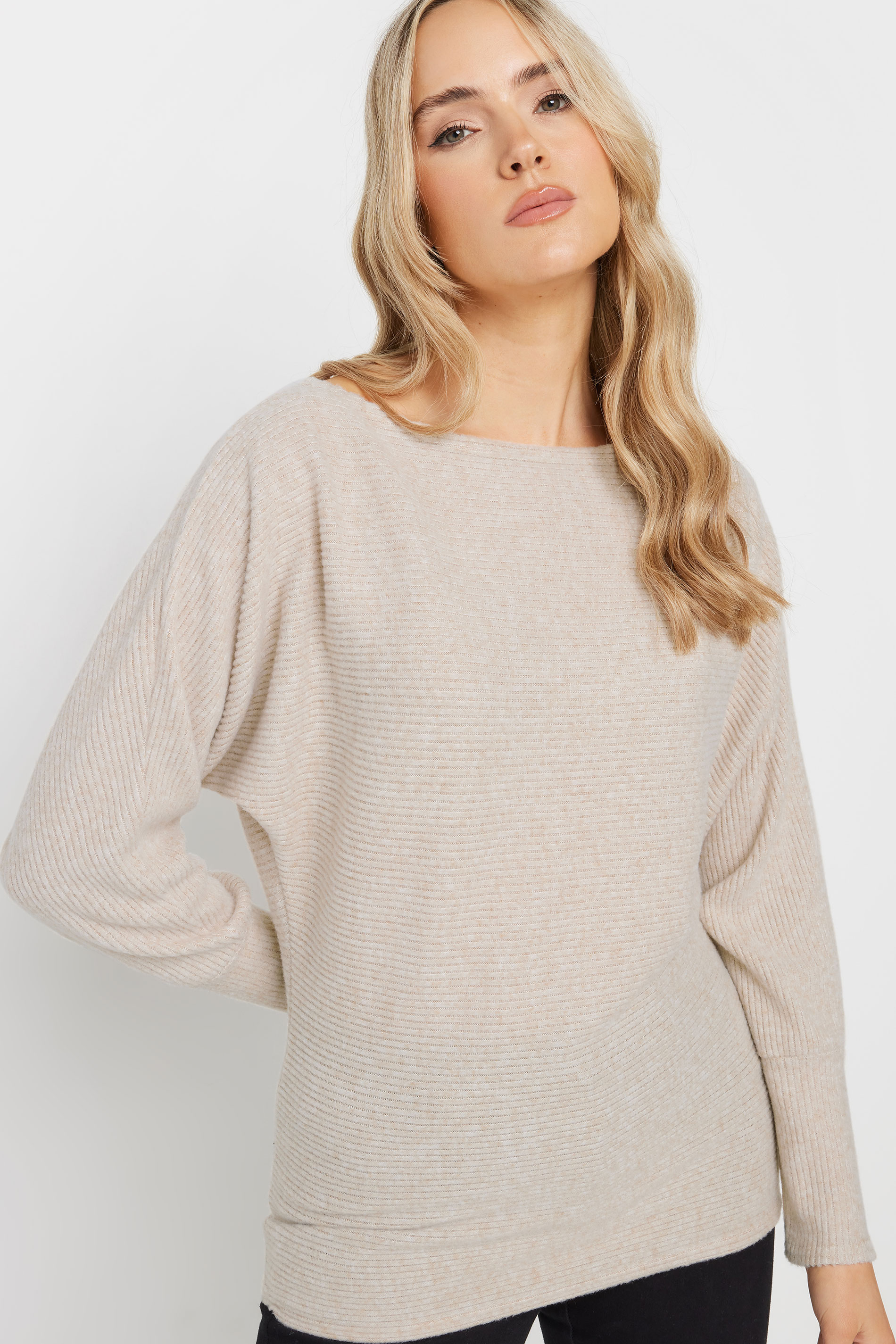 LTS Tall Beige Brown Soft Touch Batwing Top | Long Tall Sally 4