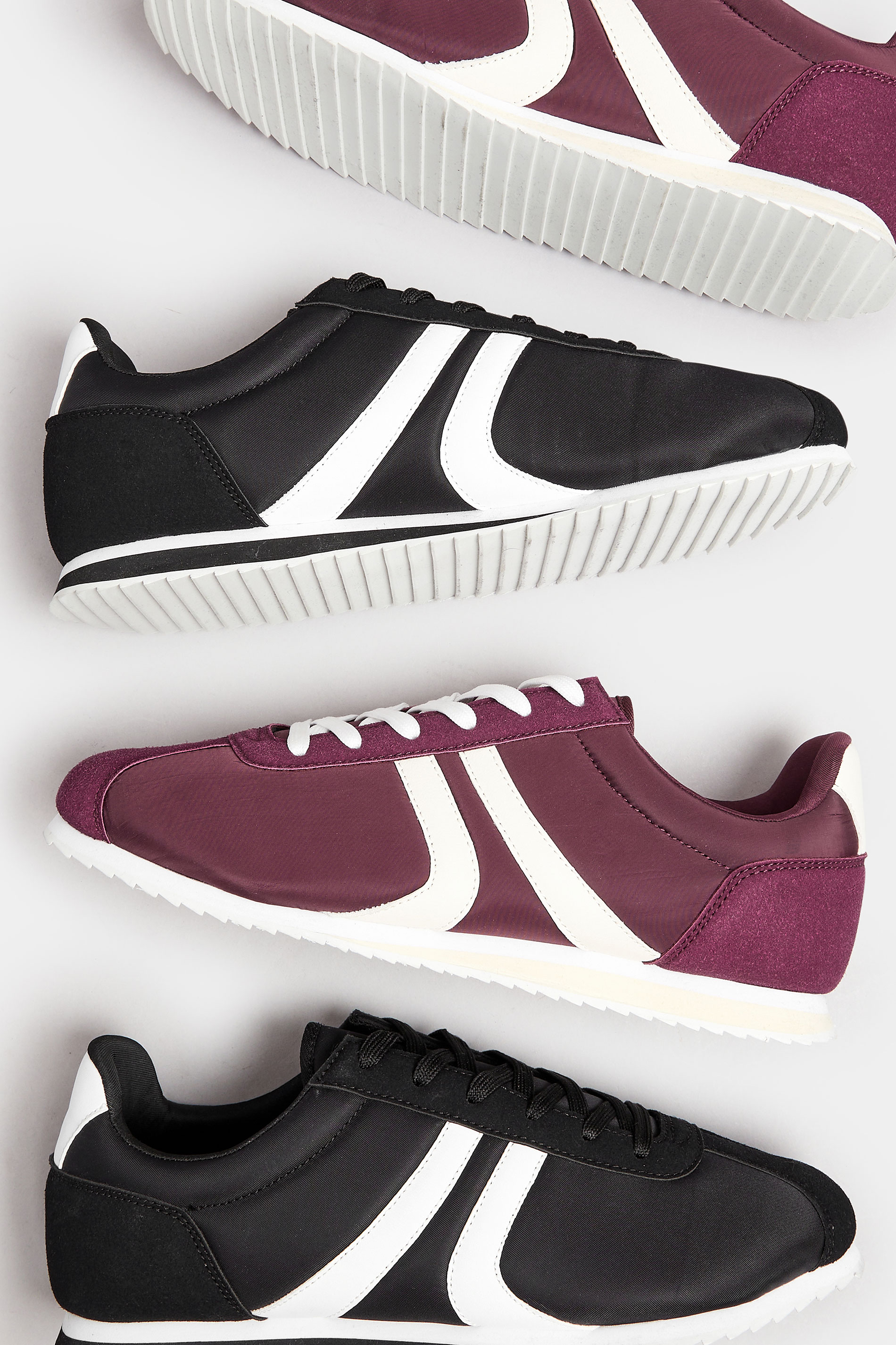 LTS Black Runner Contrast Stripe Trainers In Standard Fit | Long Tall Sally 6