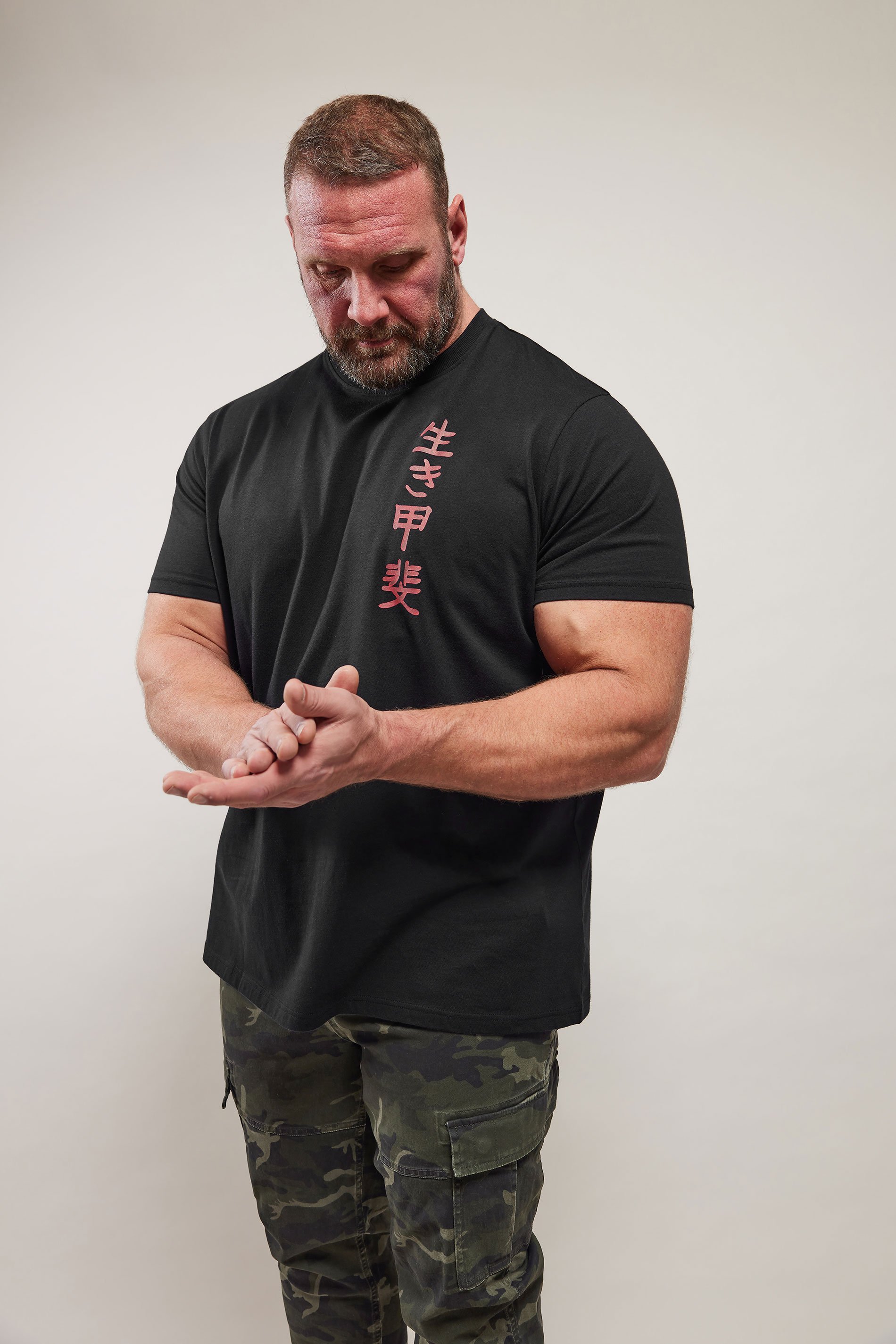 BadRhino Big & Tall Black Japanese Print T-Shirt  1