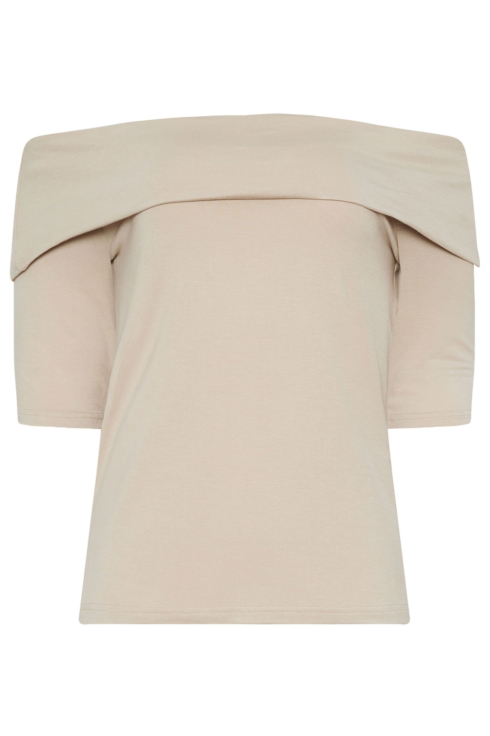 LTS Tall Women's Stone Brown Short Sleeve Bardot Top | Long Tall Sally 5