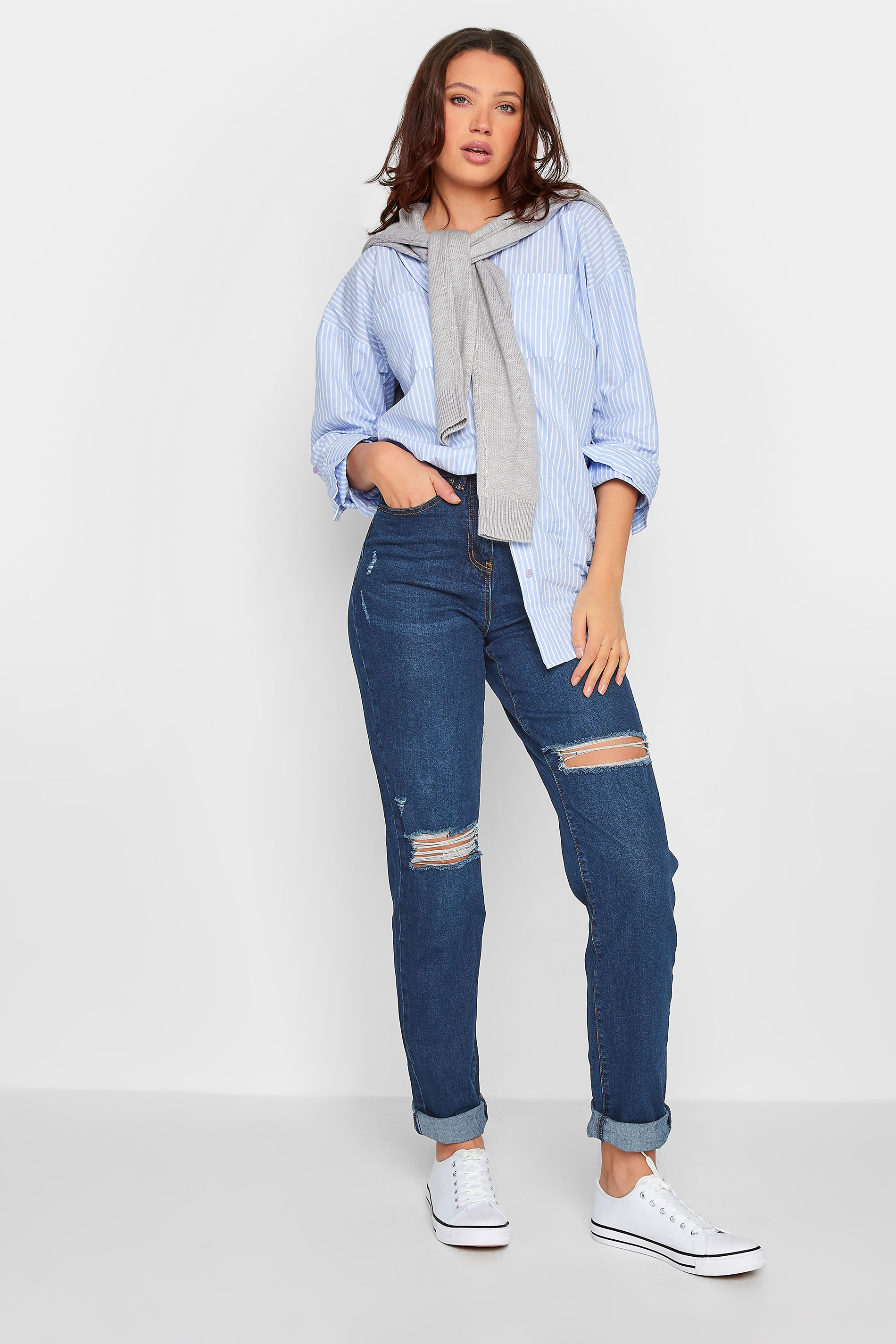 LTS Tall Women's Blue Distressed UNA Mom Jeans | Long Tall Sally 2