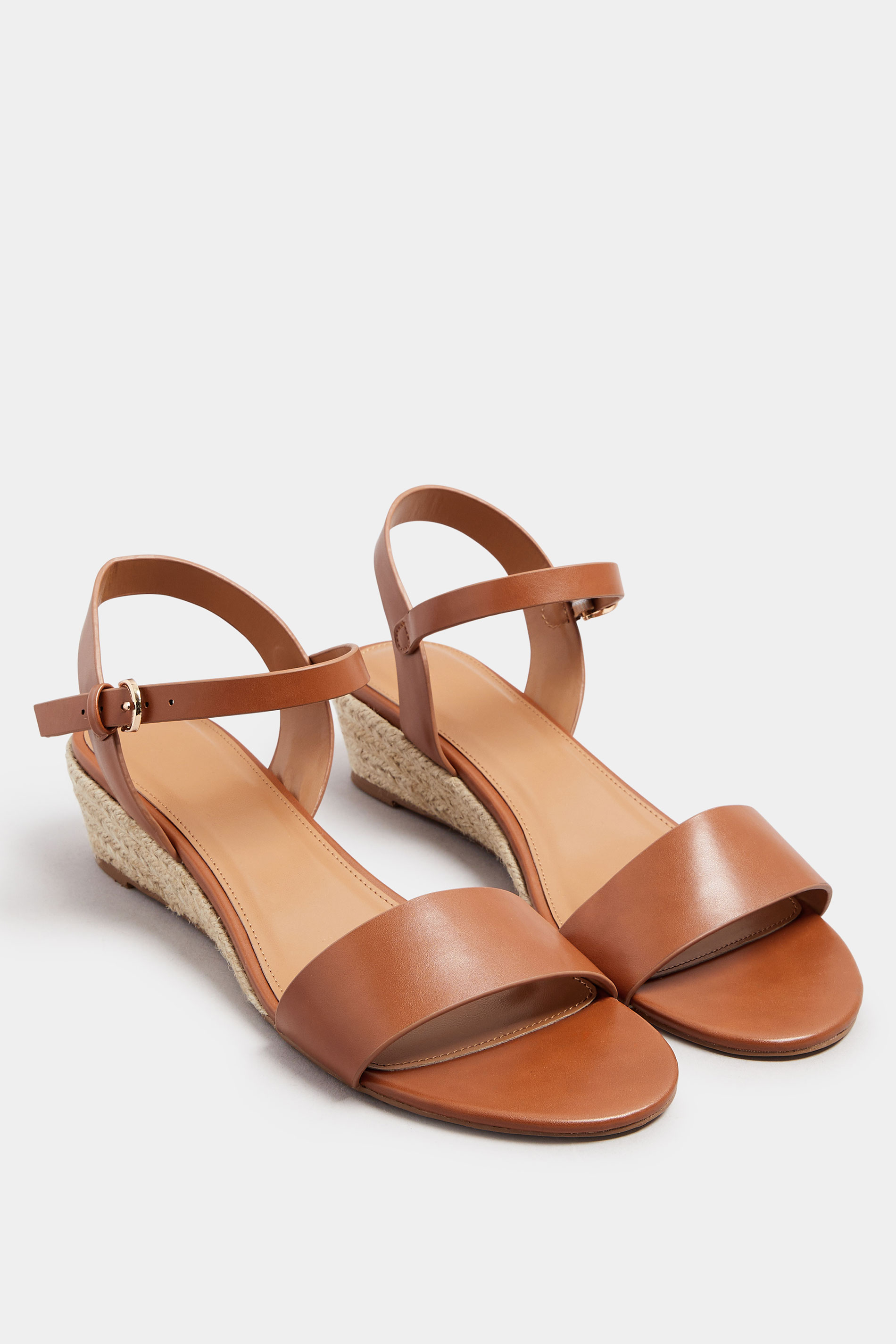 LTS Tan Brown Rope Wedge Sandals In Standard Fit | Long Tall Sally 2