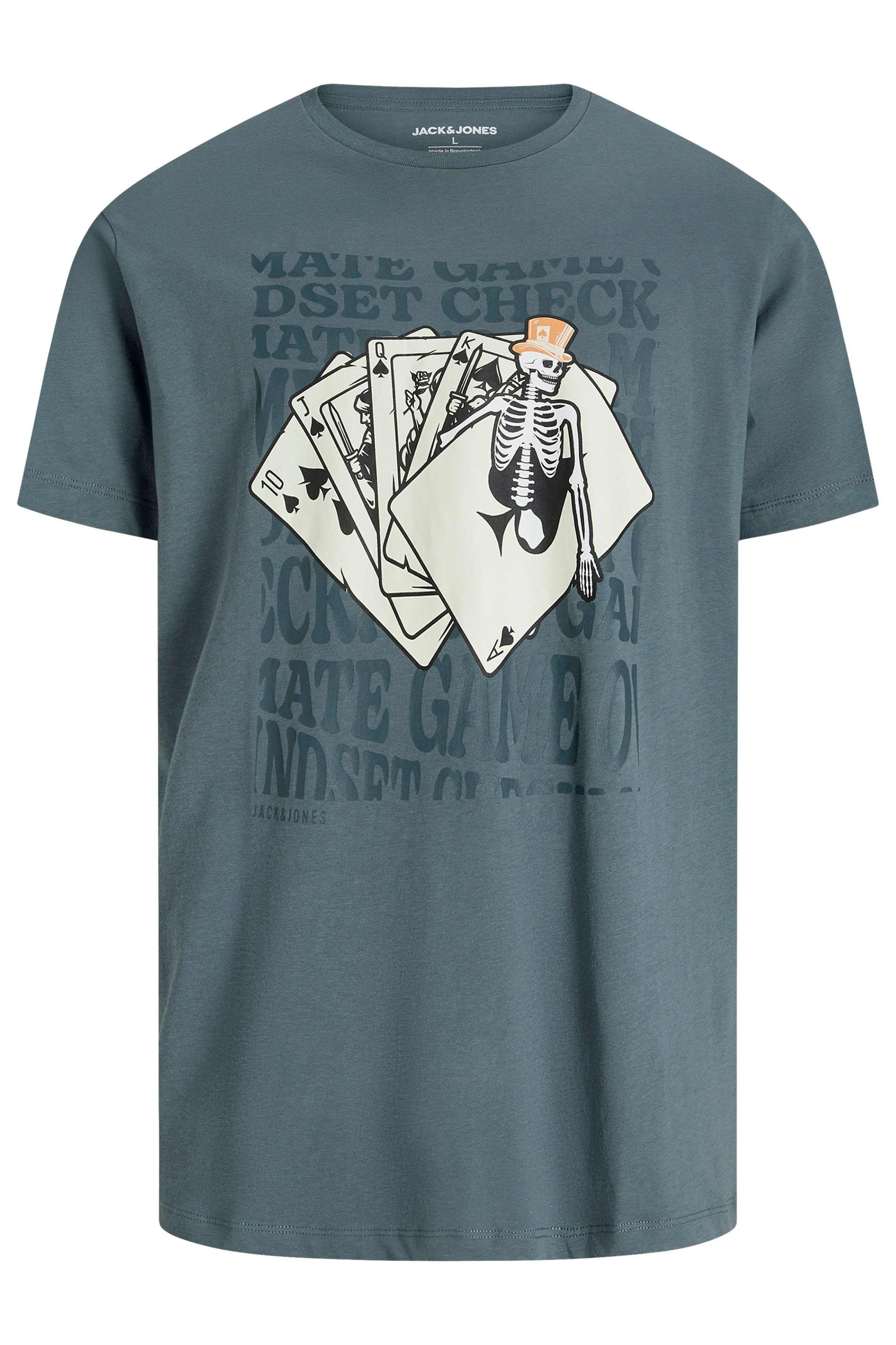 JACK & JONES Big & Tall Stormy Blue Cards Graphic T-Shirt | BadRhino 3