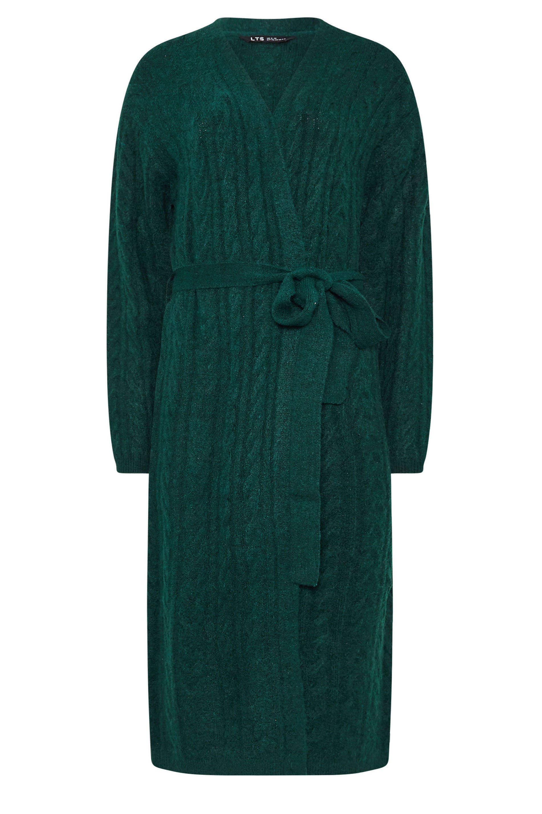 LTS Tall Emerald Green Cable Knit Midi Cardigan | Long Tall Sally 5
