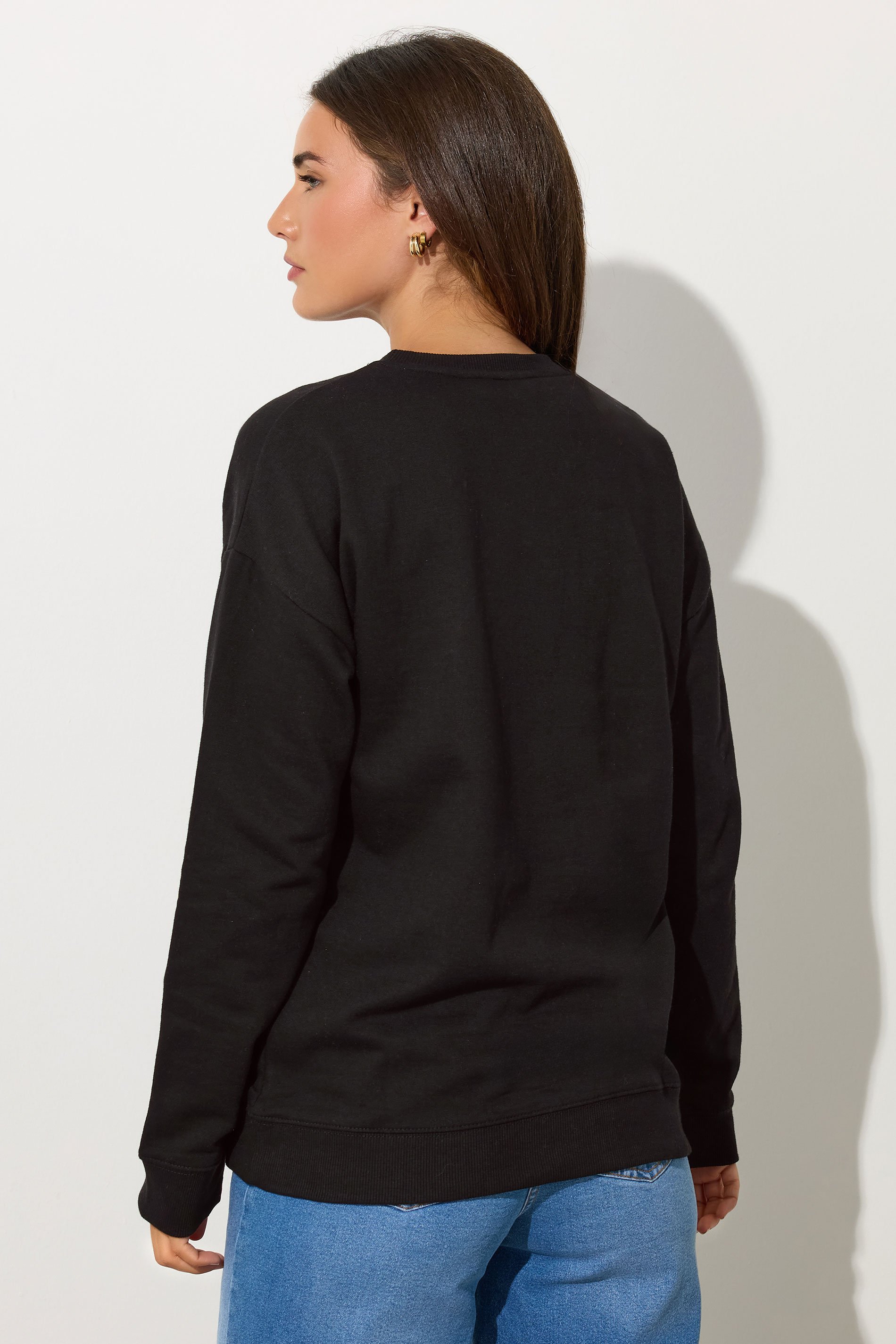 LTS Tall Black 'Apres Ski' Slogan Sweatshirt | Long Tall Sally 4