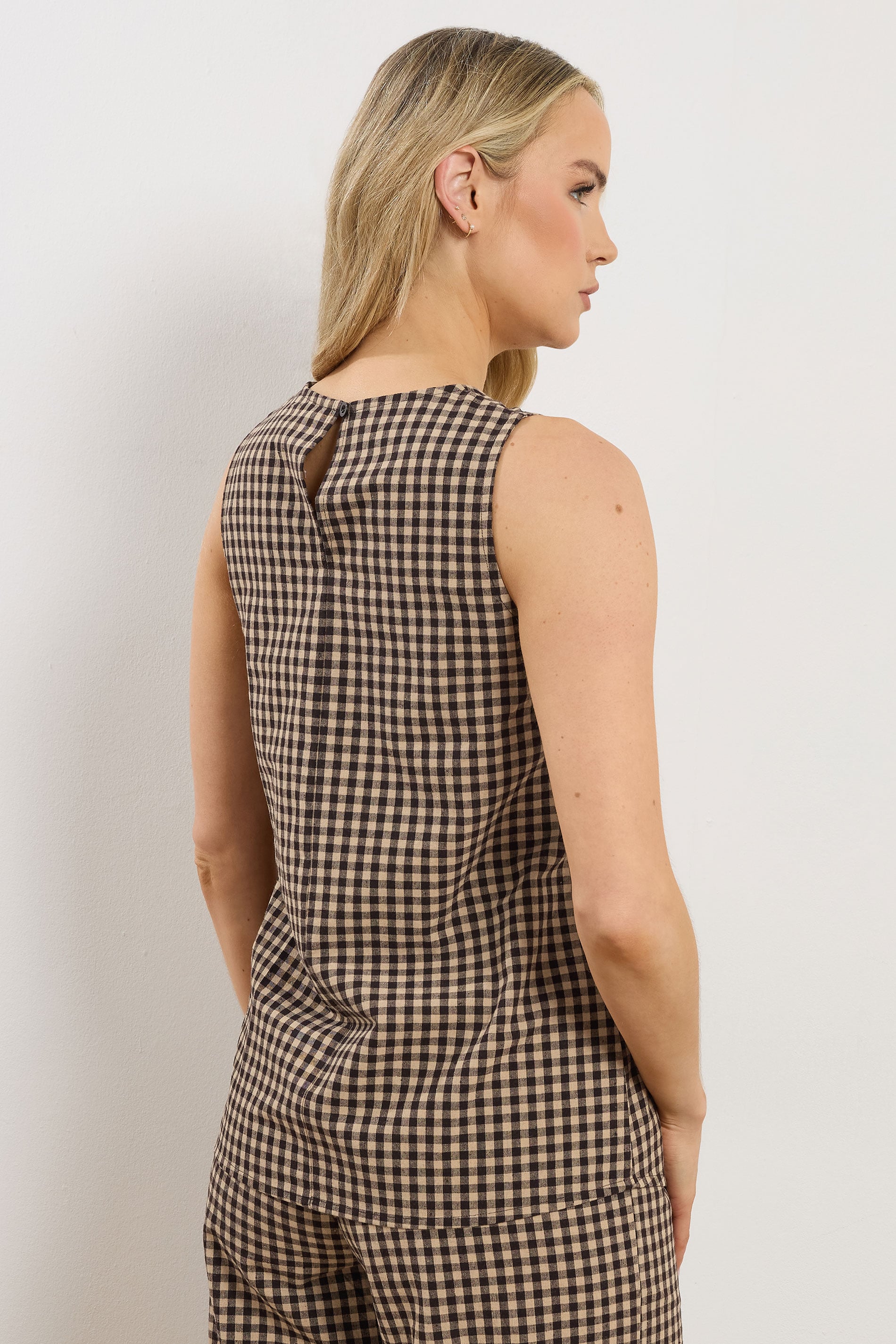 LTS Tall Women's Brown Gingham Print Vest Top | Long Tall Sally 3