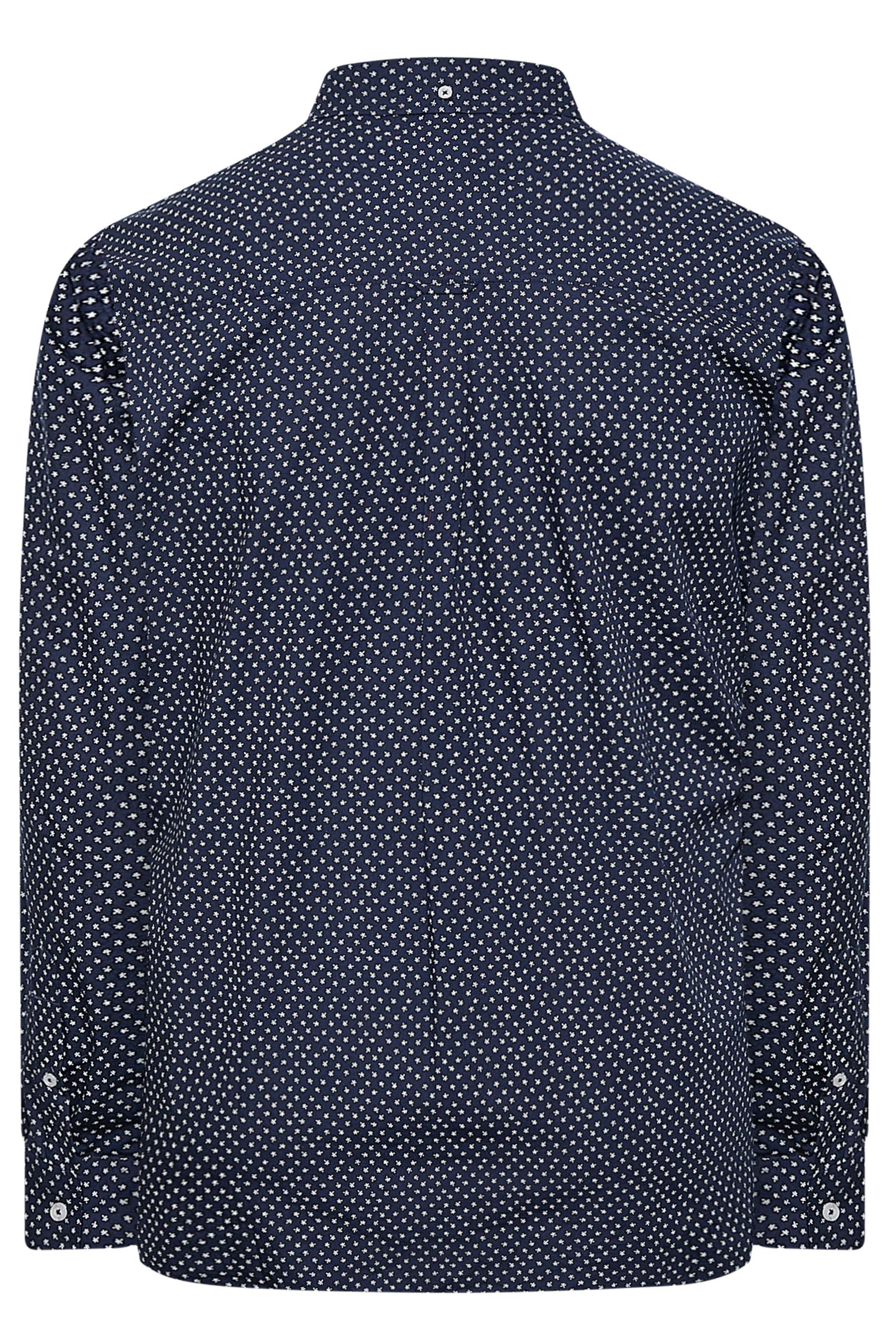 Big & Tall Navy Blue Paisley Print Shirt | BadRhino 4