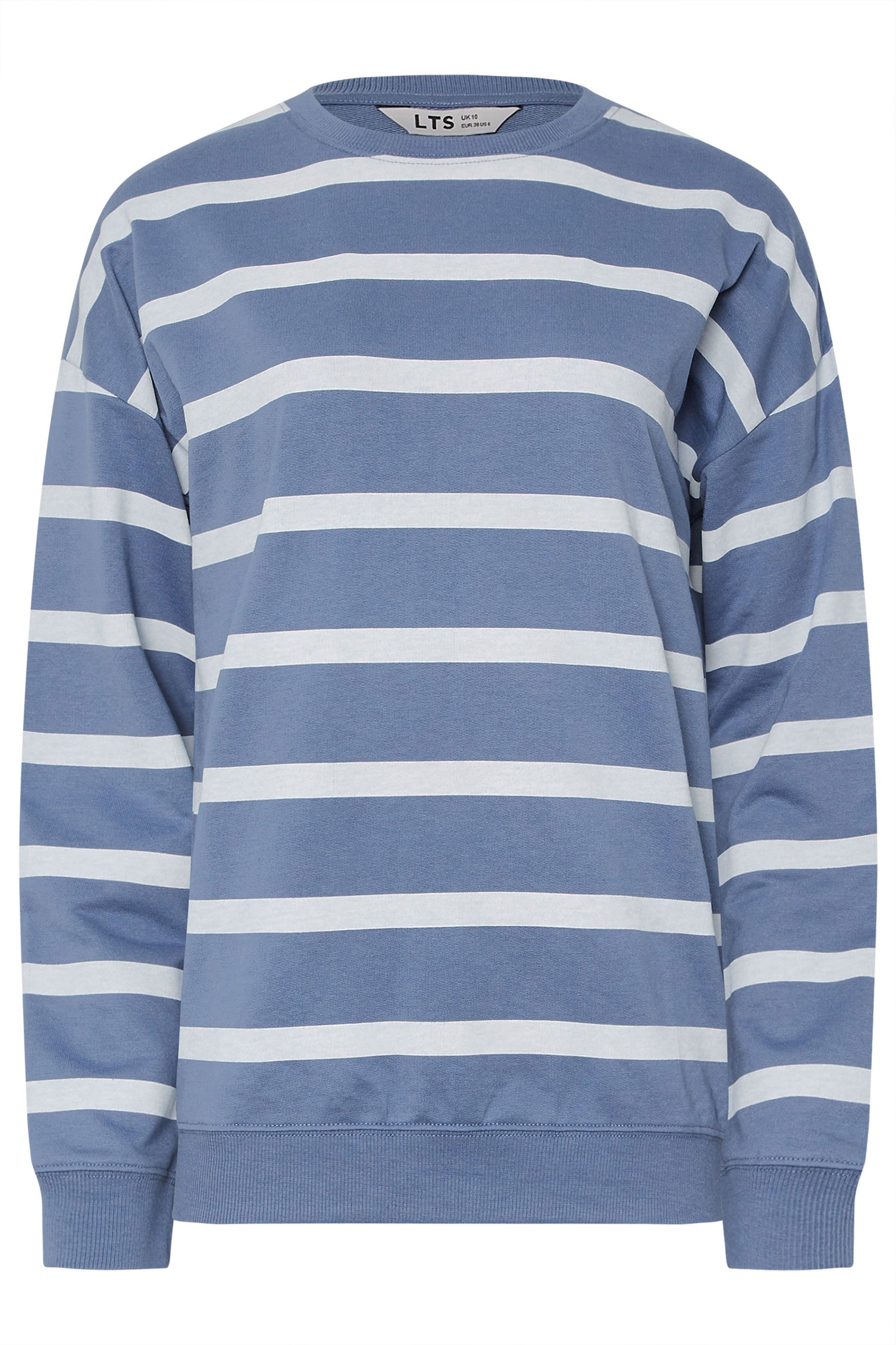 LTS Tall Light Blue Stripe Print Crew Neck Sweatshirt | Long Tall Sally 6
