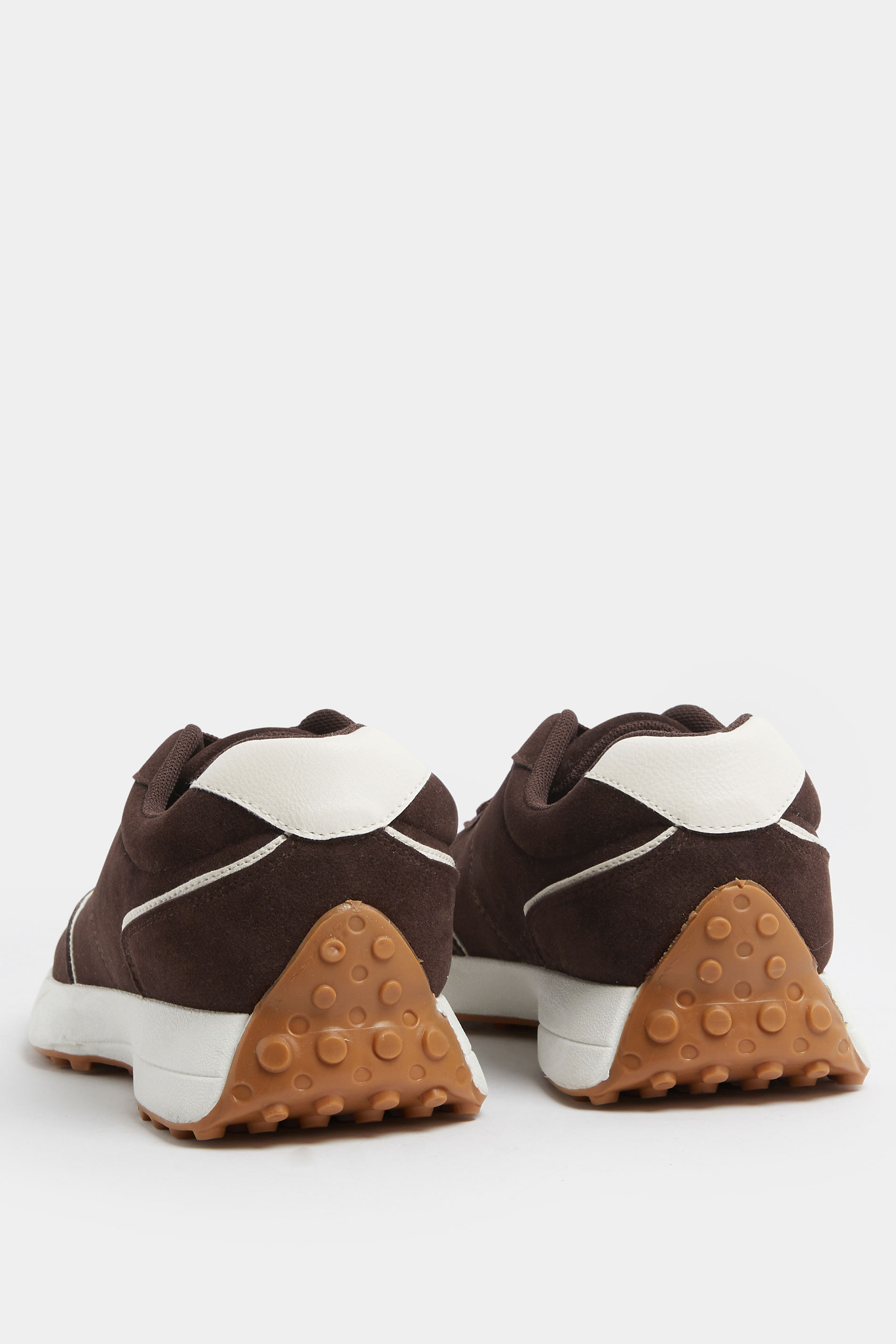 Chocolate Brown Faux Suede Runner Trainers In Extra Wide EEE Fit | Yours Clothing 4