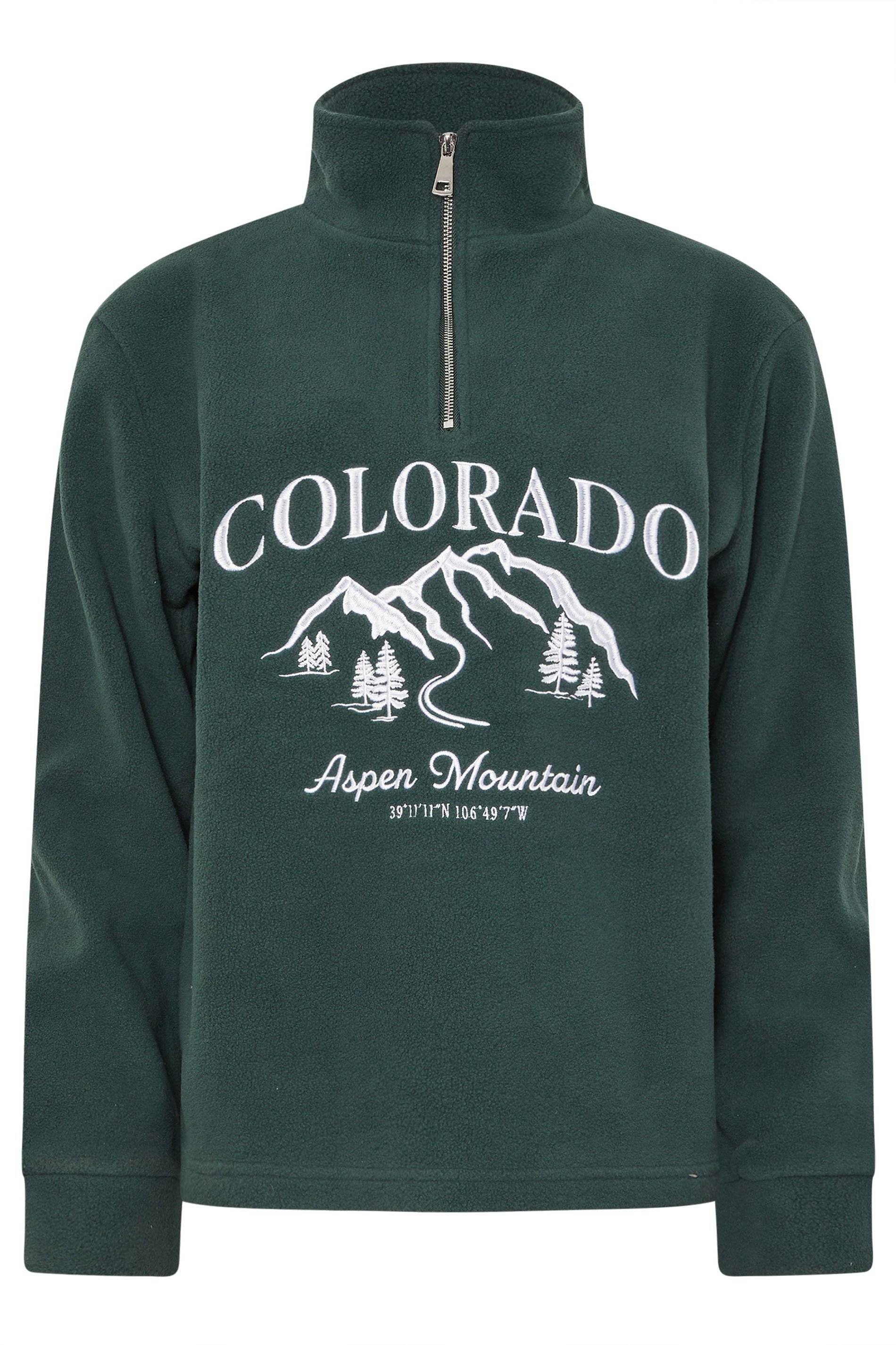 LTS Tall Green Quarter Zip 'Colorado' Embroidered Fleece | Long Tall Sally 5