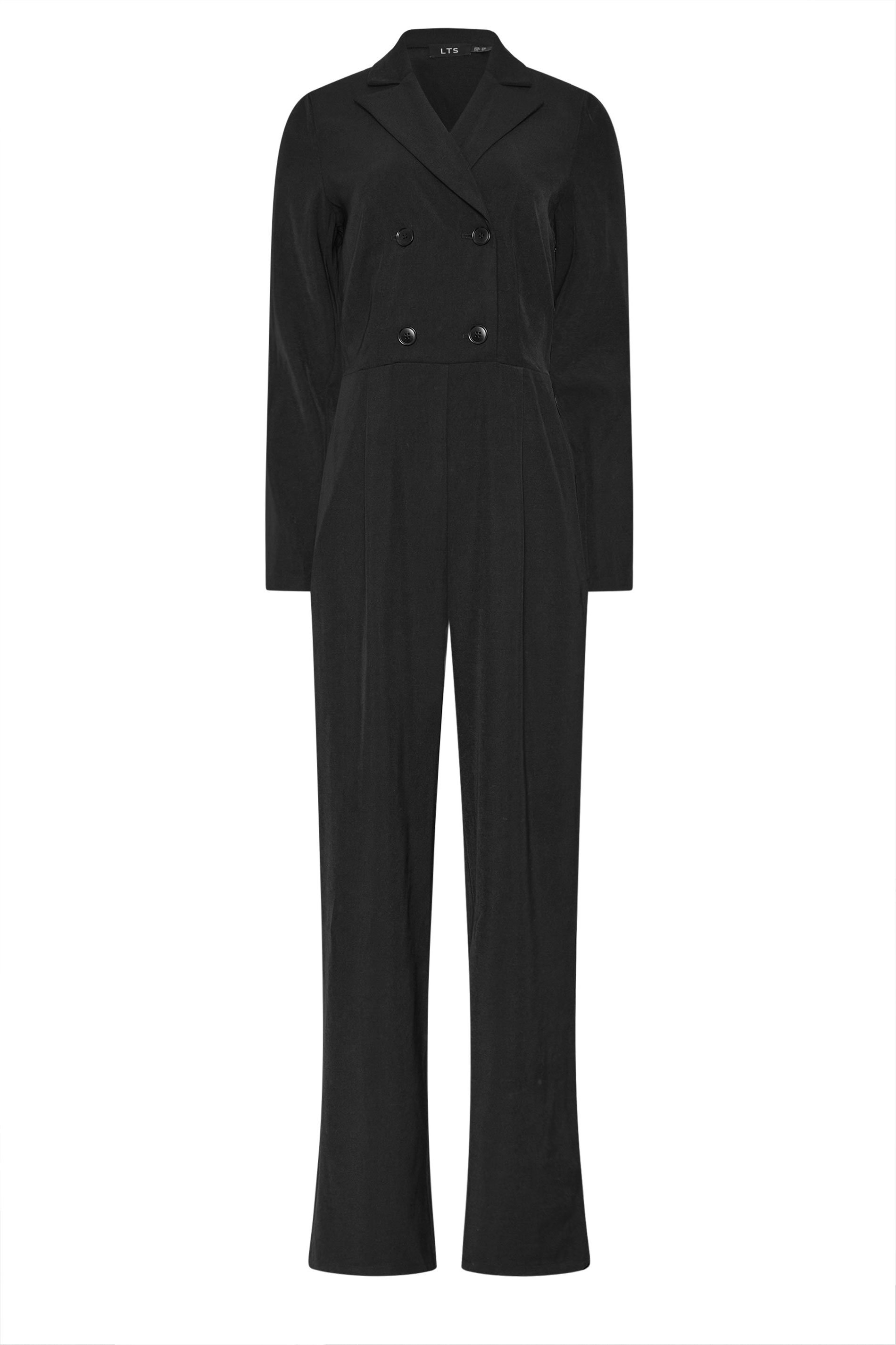 LTS Tall Black Open Collar Wide Leg Jumpsuit | Long Tall Sally 5