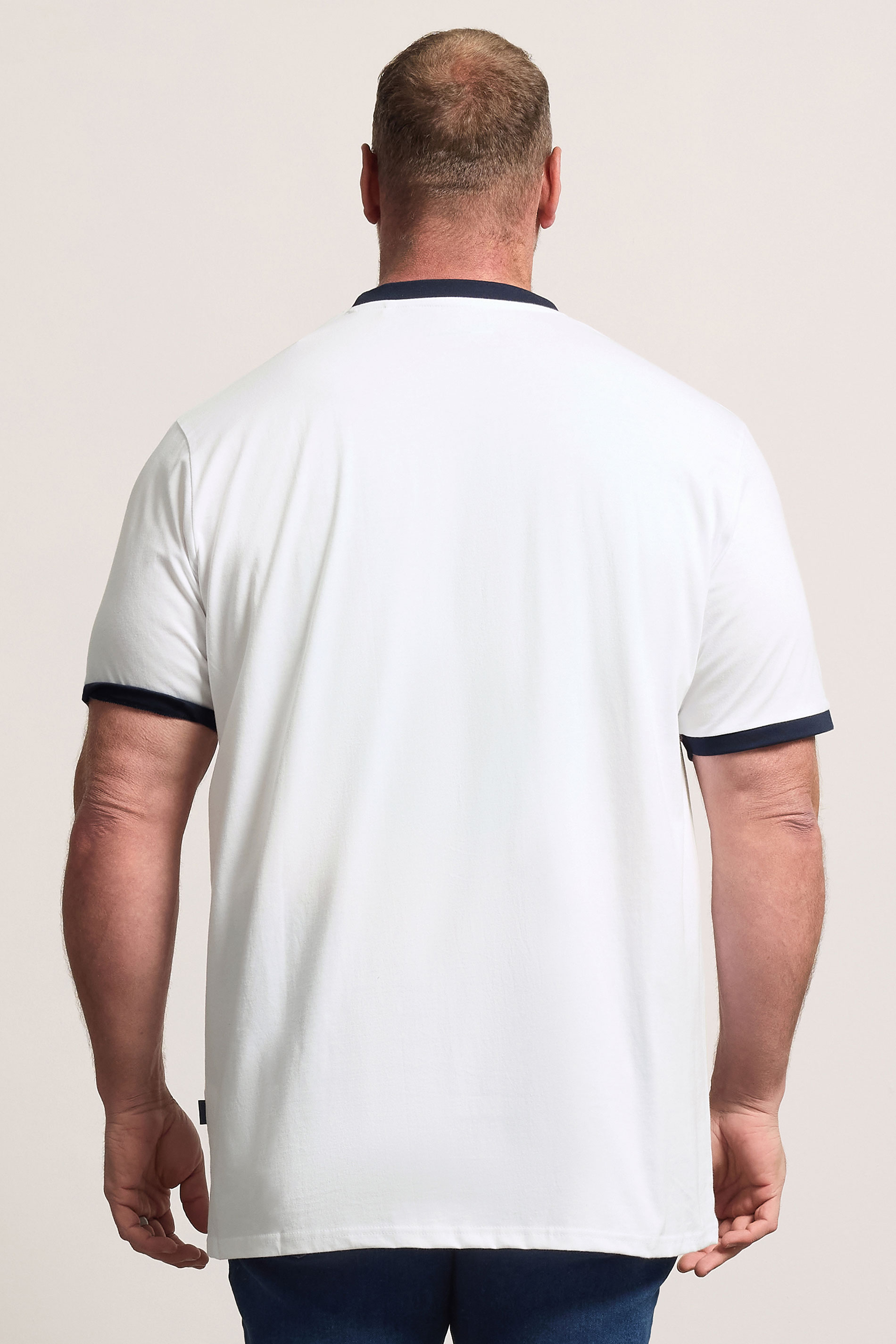 BadRhino Big & Tall White Extra Long Ringer T-Shirt | BadRhino 2