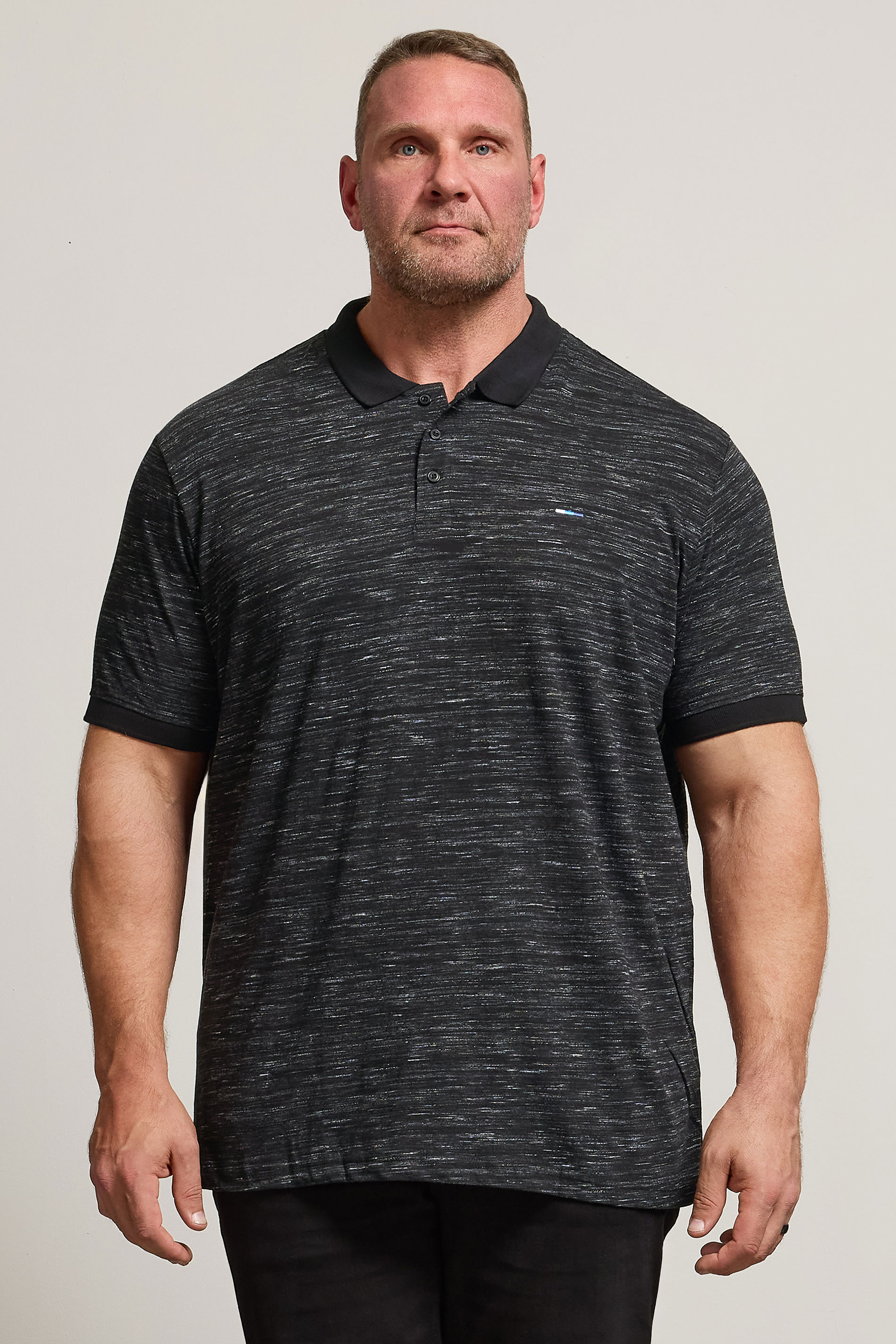 BadRhino Big & Tall Black Marl Polo Shirt | BadRhino 2