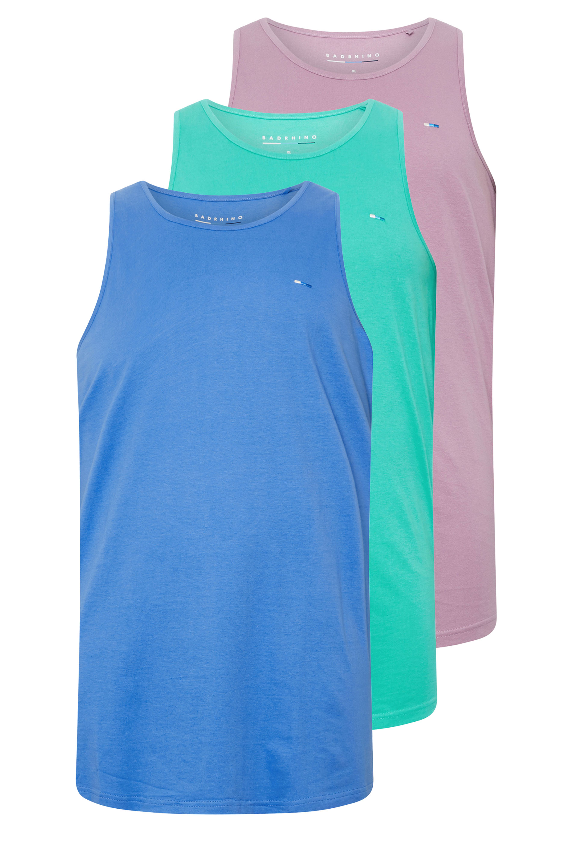 BadRhino Big & Tall Purple/ Blue/ Teal Green 3 Pack Vests | BadRhino 5