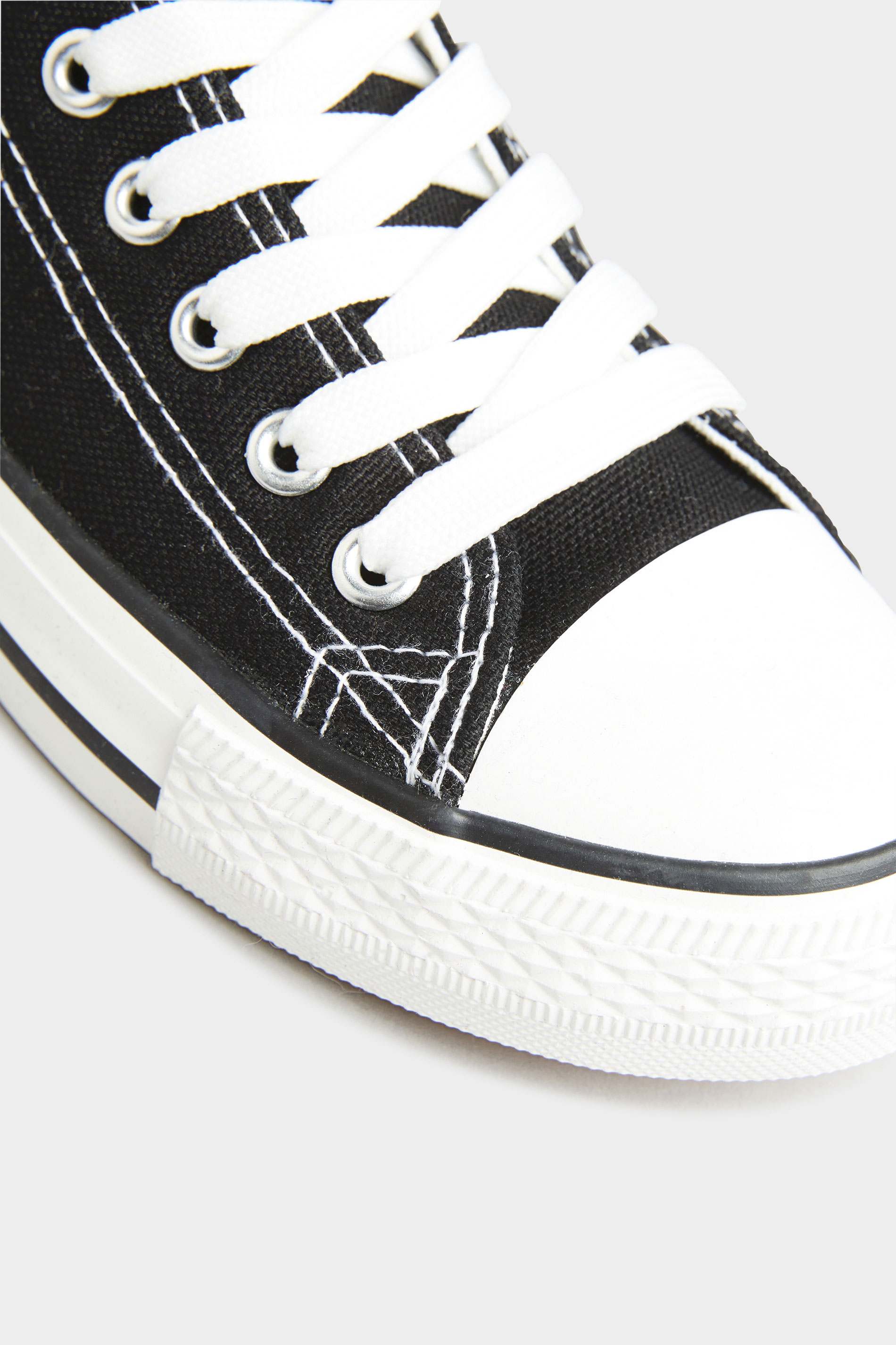 Black Canvas Low Trainers In Wide Fit | Yours Clothing 5