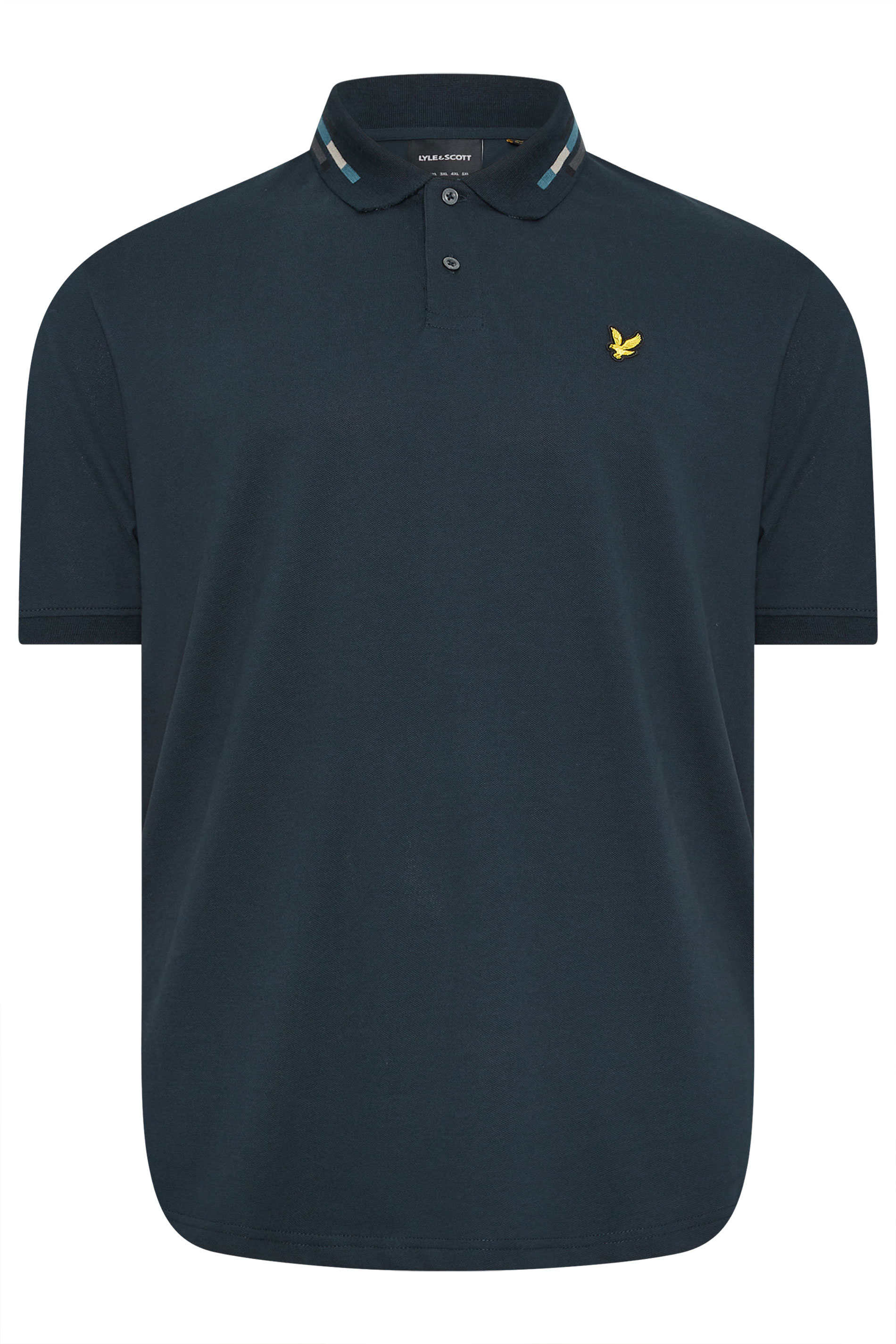 LYLE & SCOTT Big & Tall Navy Blue Striped Tipped Polo Shirt | BadRhino 3