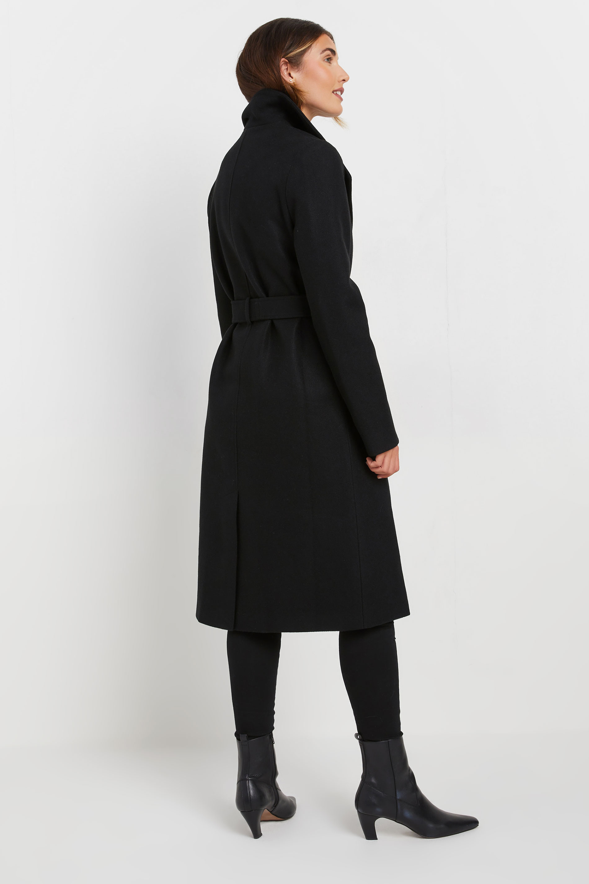 LTS Tall Black Belted Wrap Formal Coat | Long Tall Sally 3