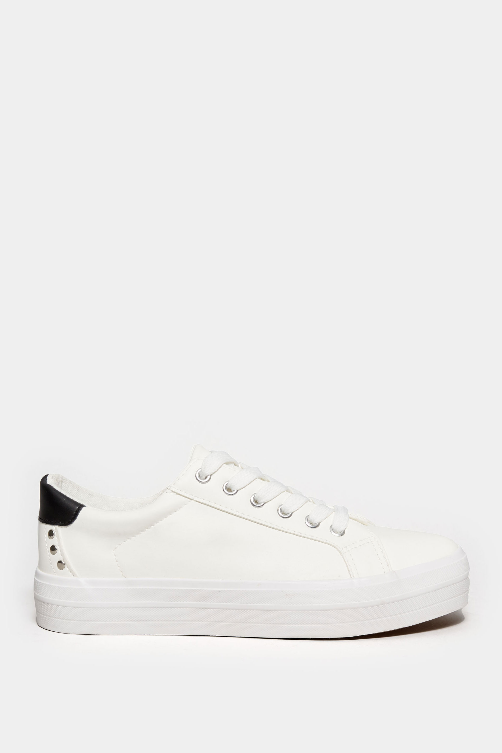 White Studded Detail Trainers In Wide E Fit | Yours Clothing 3