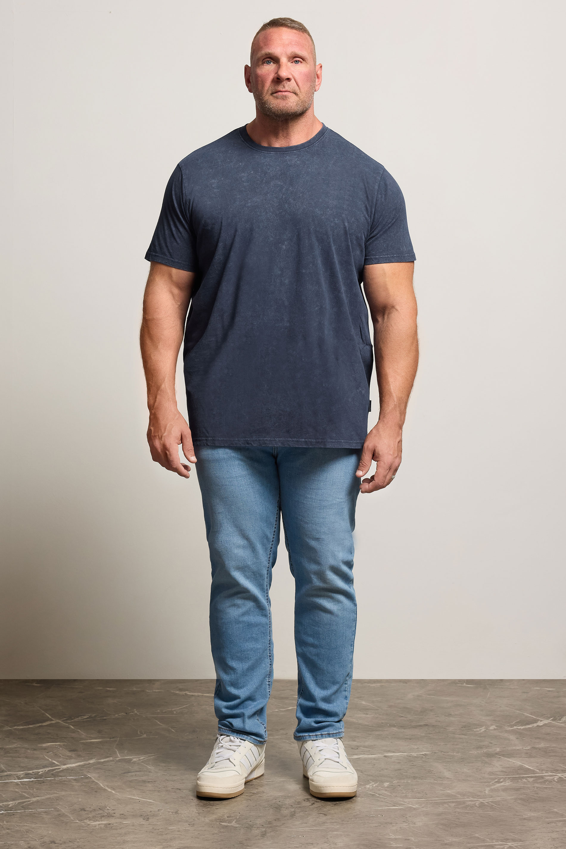 BadRhino Big & Tall Navy Blue Acid Wash T-Shirt | BadRhino 2