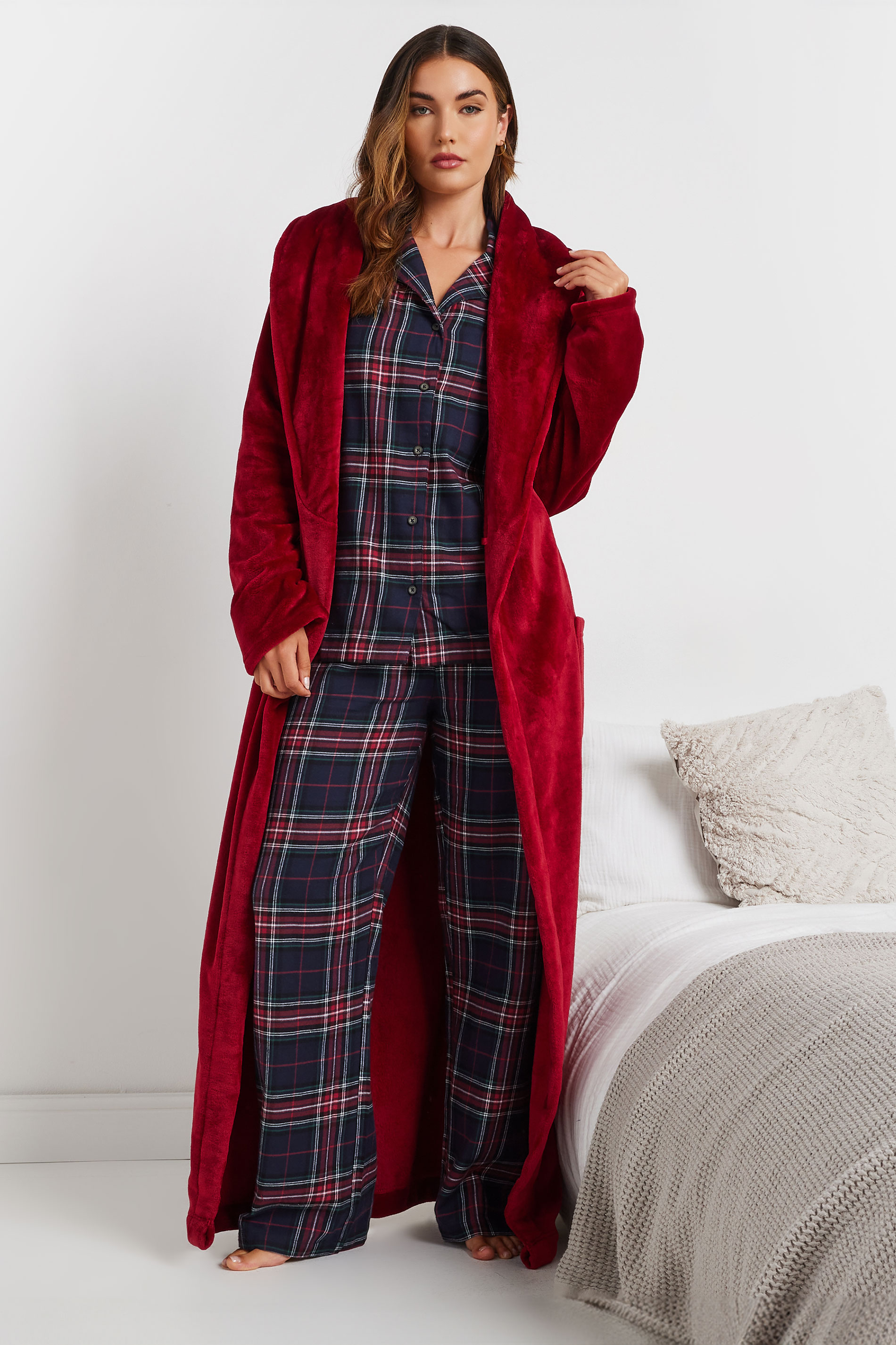 LTS Tall Navy Blue Woven Check Pyjama Set | Long Tall Sally 4