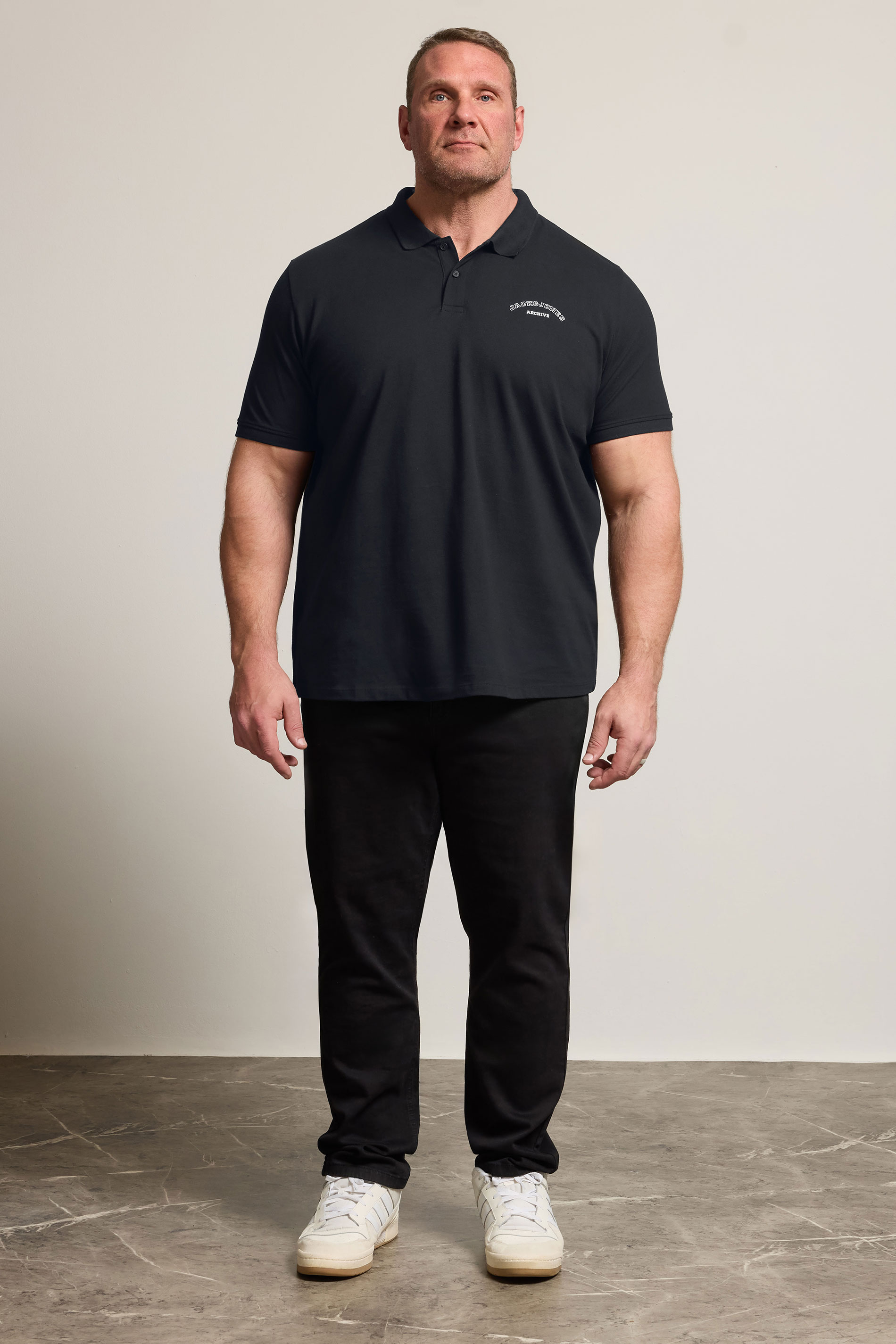 JACK & JONES Big & Tall Black Archive Polo Shirt | BadRhino 2