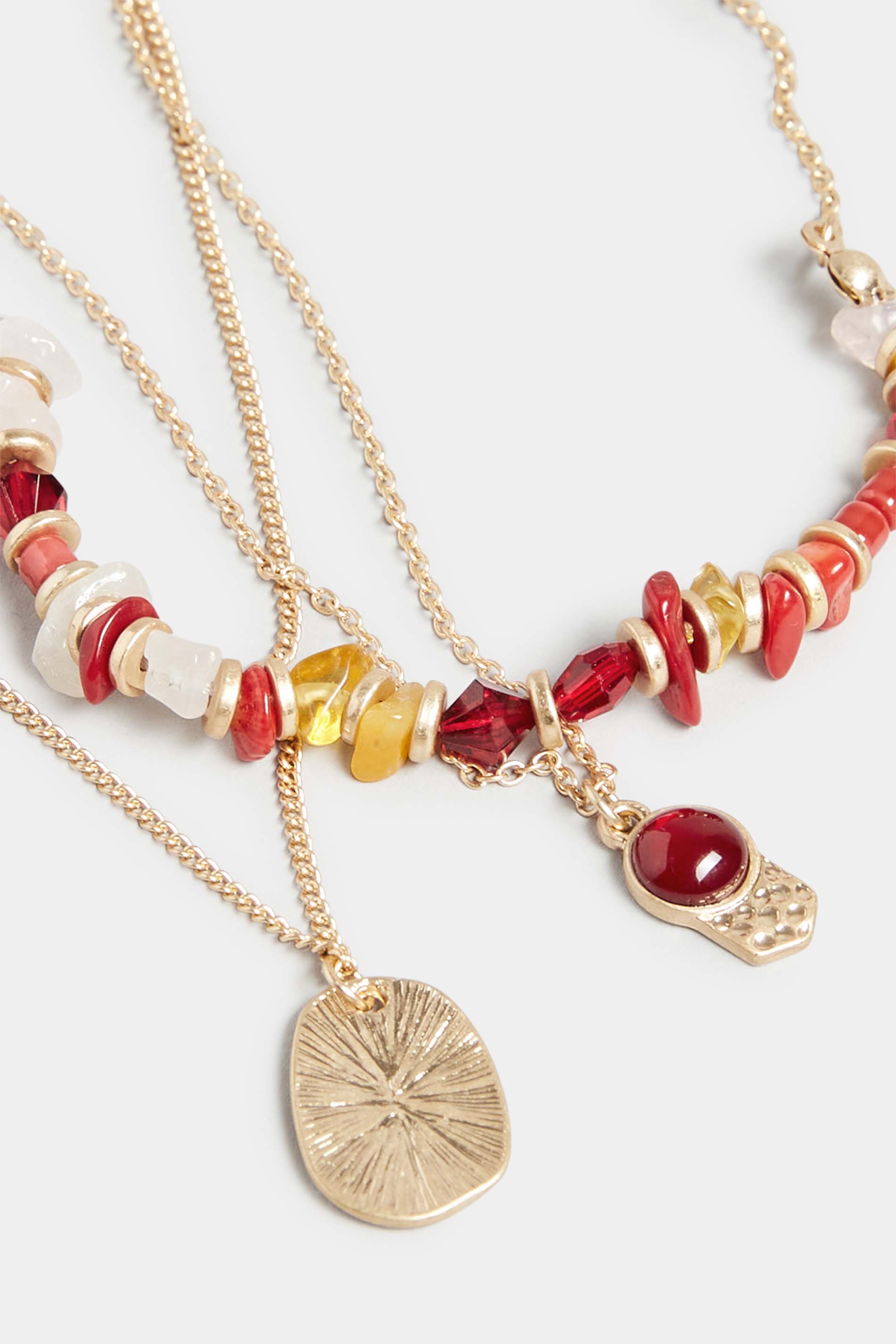 Gold Triple Layer Beaded Necklace | Yours Clothing 4