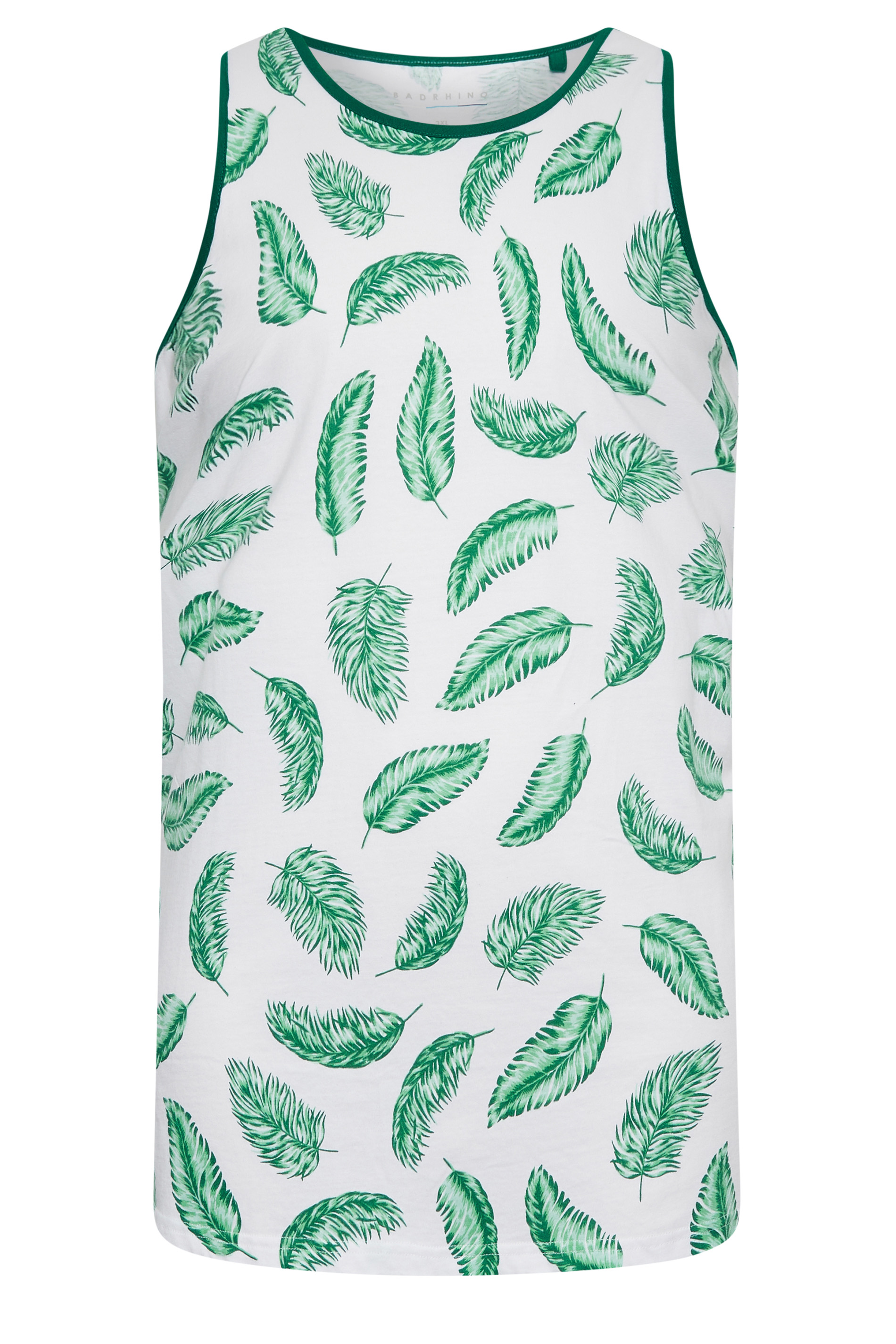 BadRhino Big & Tall Plus Size Mens Green Leaf Print Vest Top | BadRhino  3