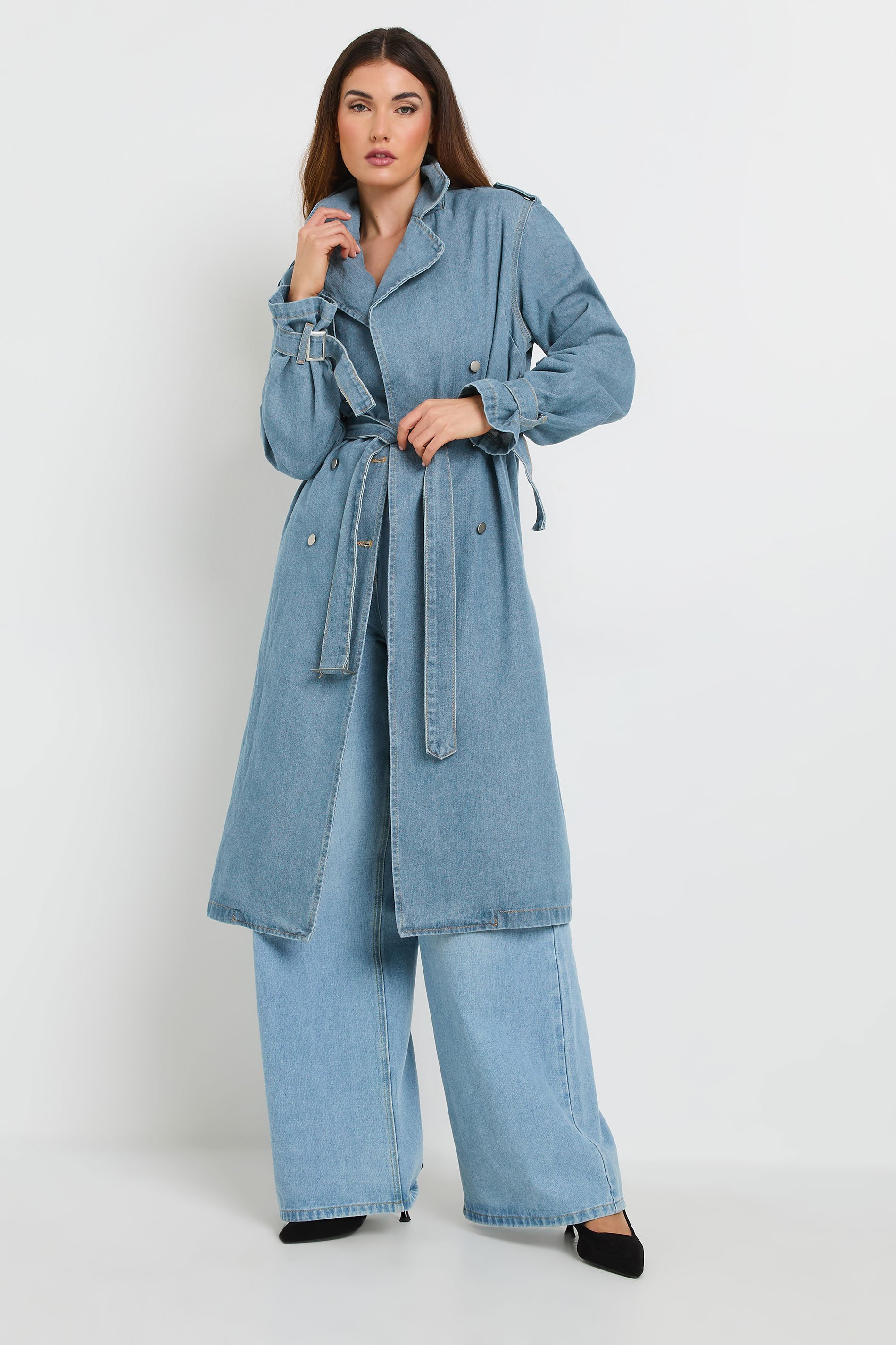LTS Tall Light Blue Denim Trench Coat | Long Tall Sally 3